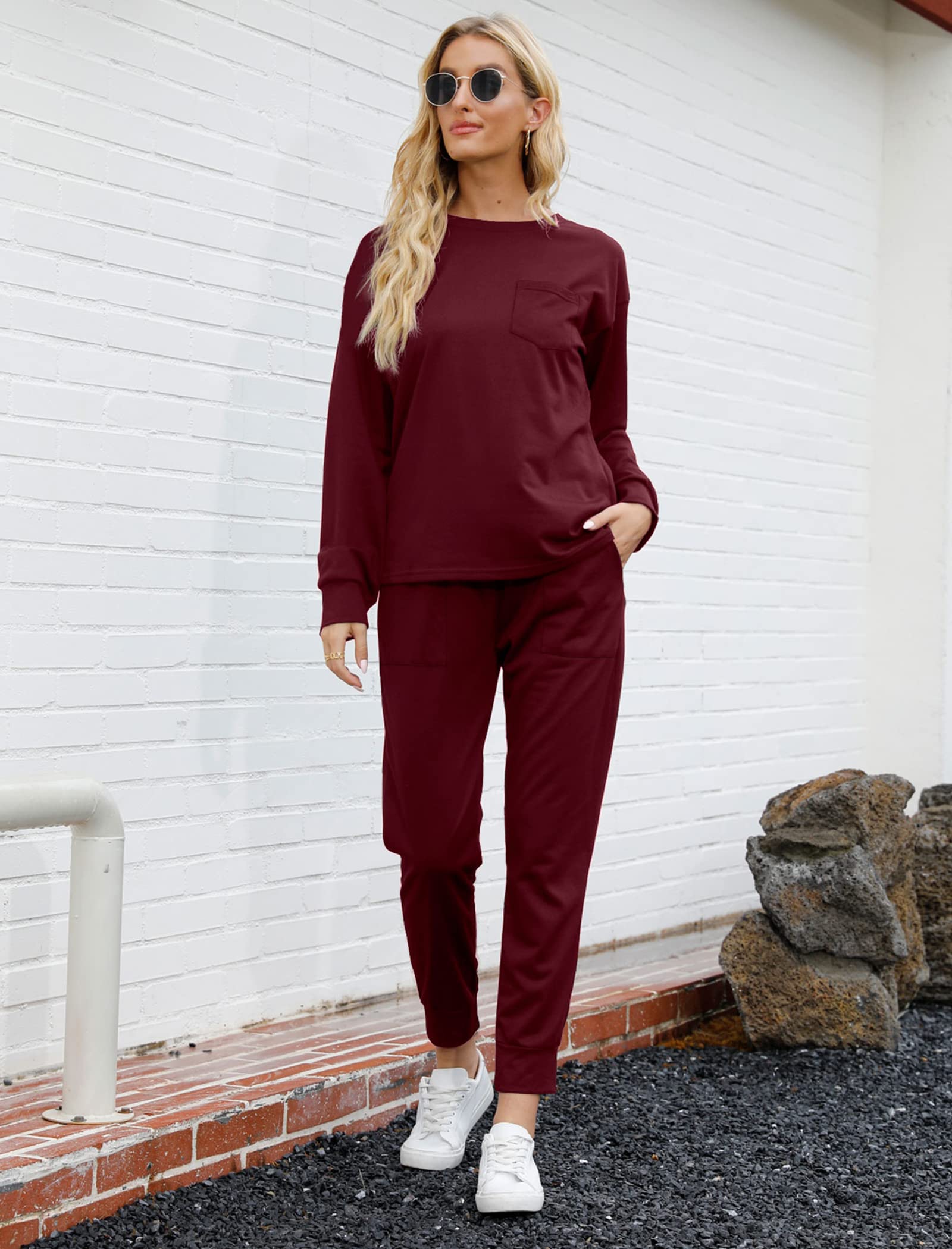 Bofell Women's 2-Piece Lounge Set - Soft Travel Sweatsuit & Trendy Pajama Outfit for 2024 | Perfect for Home Relaxation, Airplane Comfort & Casual Streetwear