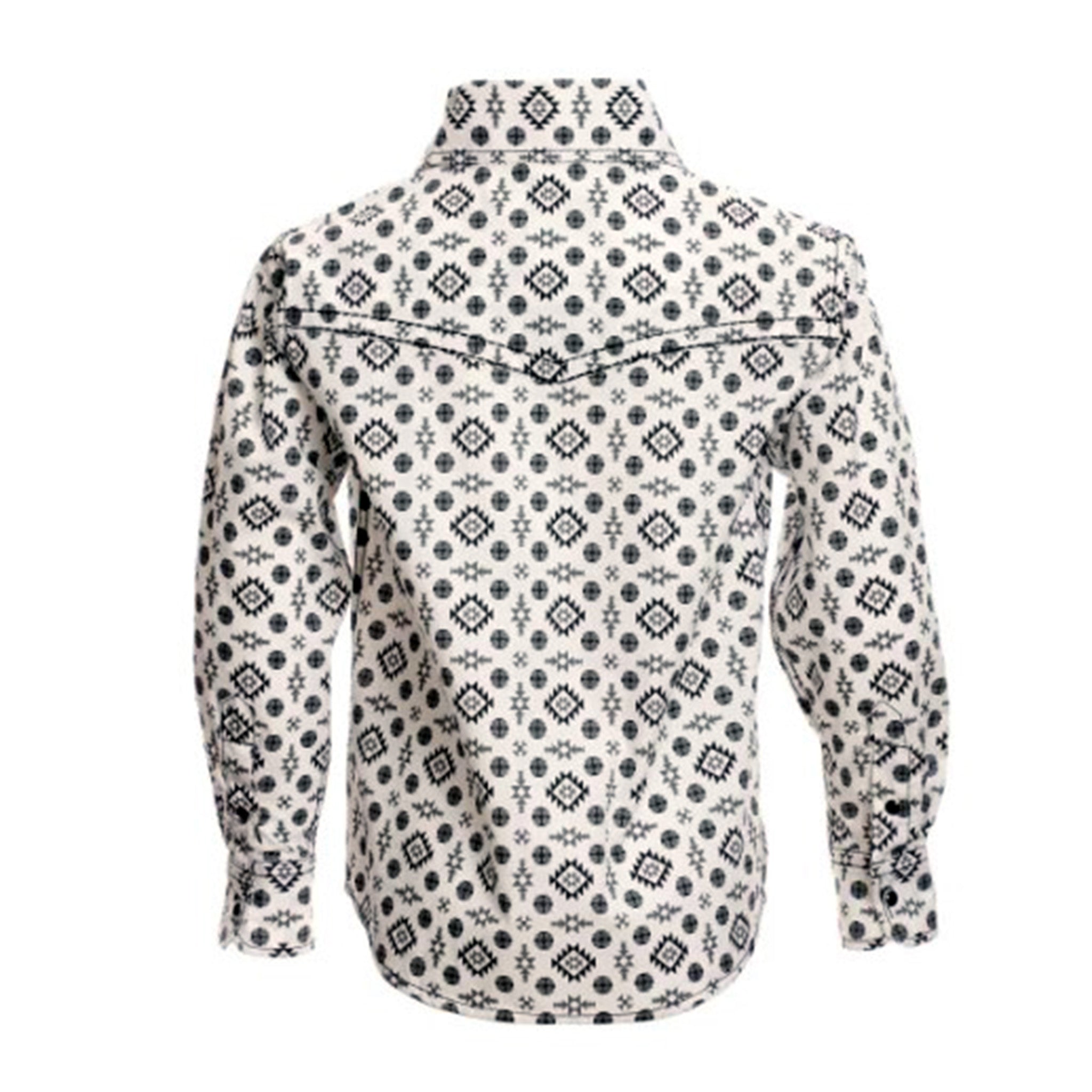 Boys White & Black Aztec Print Shirt - Stylish Short Sleeve Casual Tee for Kids - Perfect for School, Parties & Summer Outfits