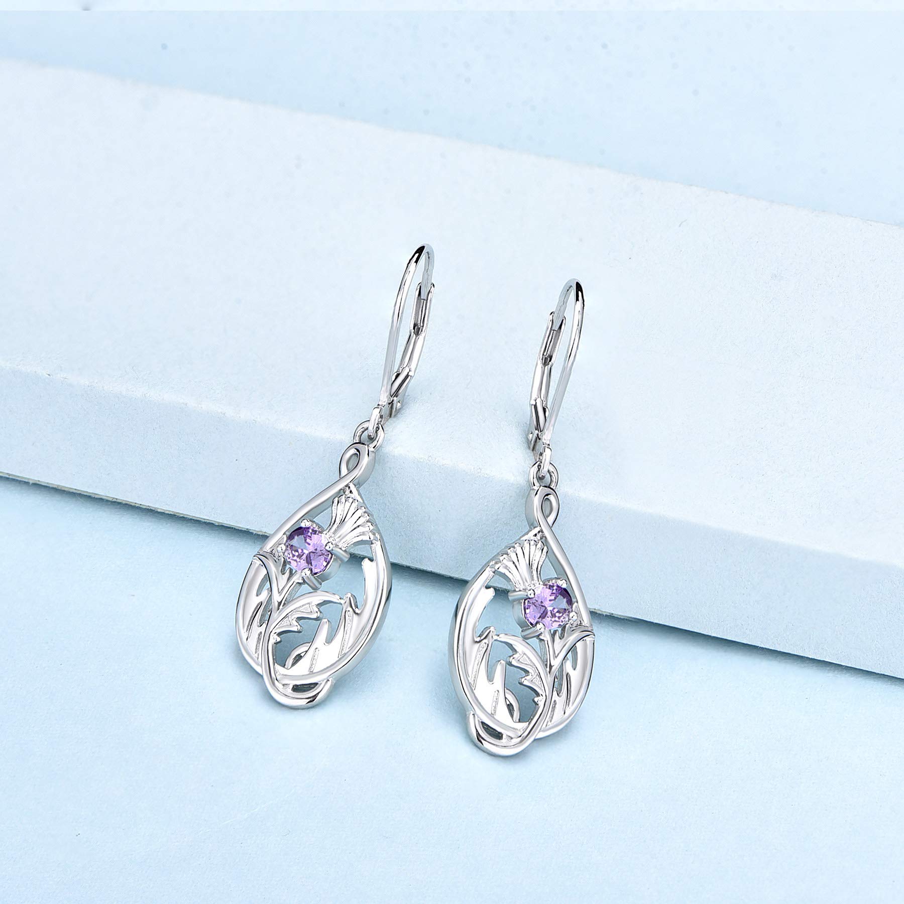 Scottish Thistle Earrings 925 Sterling Silver - Outlander Jewelry for Women, Perfect for Weddings & Parties