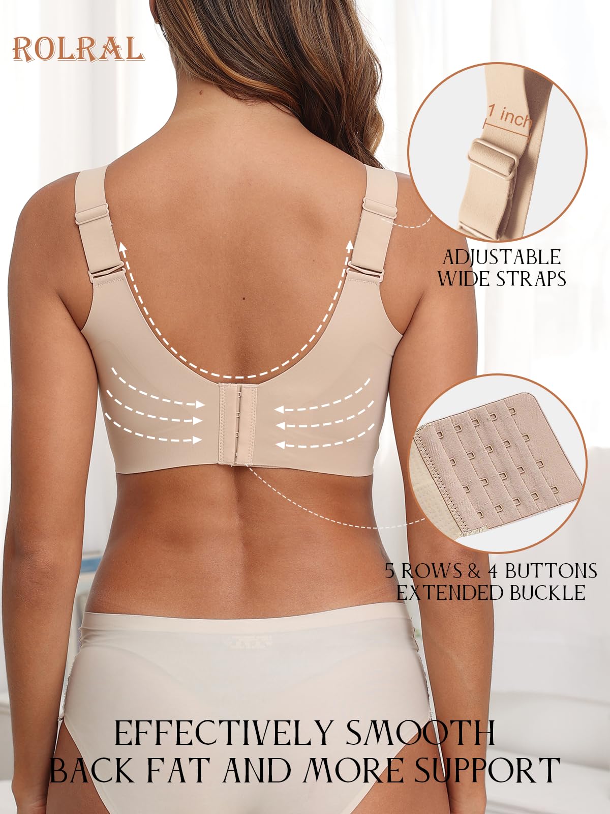 Best Full Coverage Bras for Women - No Underwire Support & Lift, Seamless Back Smoothing Comfort Bra for Everyday Wear, Workouts & Lounge