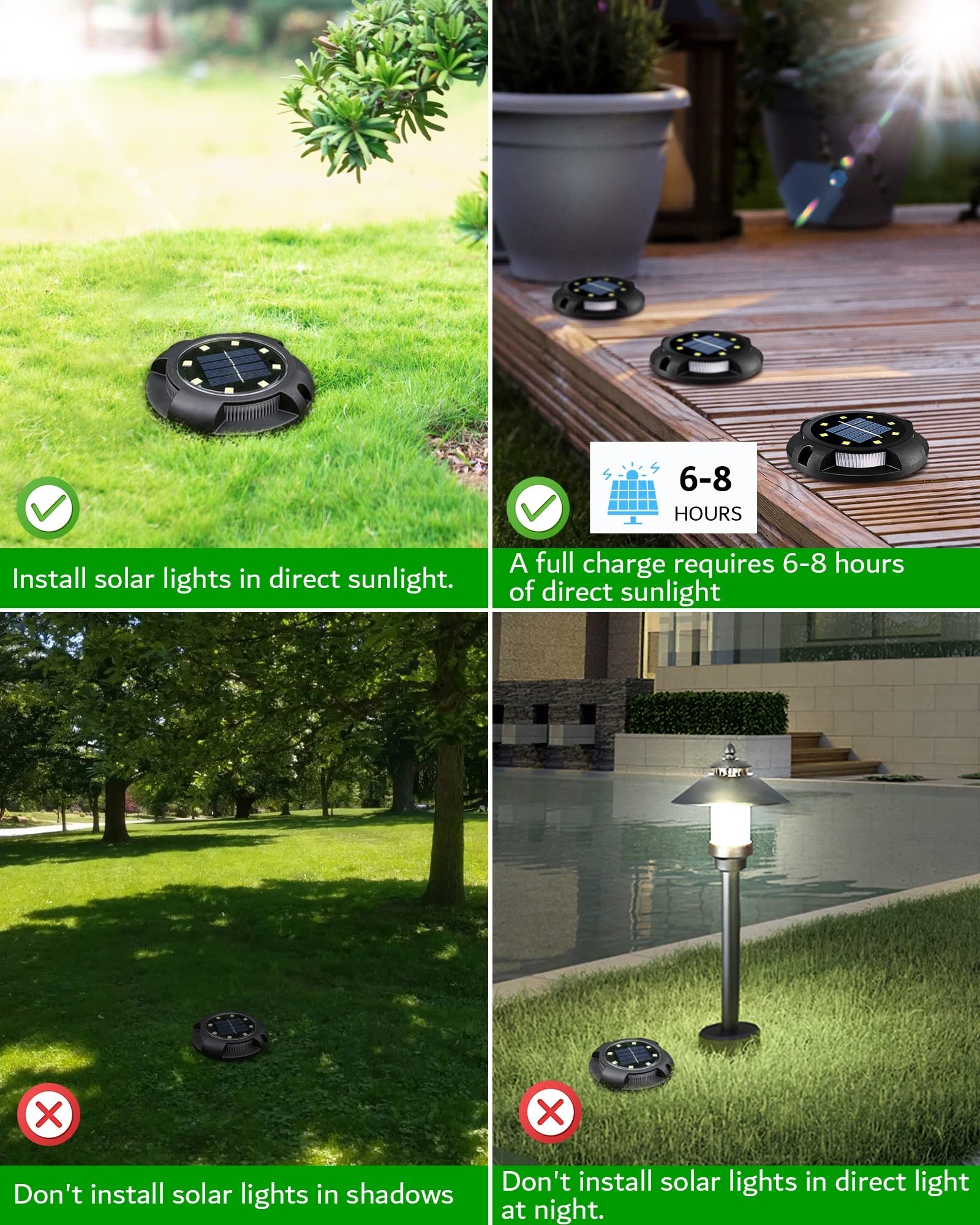 Biling Solar Outdoor Lights - 12 Pack Waterproof LED Landscape Lighting for Yard, Garden, Walkway, Deck, Poolside | Bright Uplight & Sidelight | White Solar Powered Lights for Pathway, Patio, Driveway, Backyard Decoration