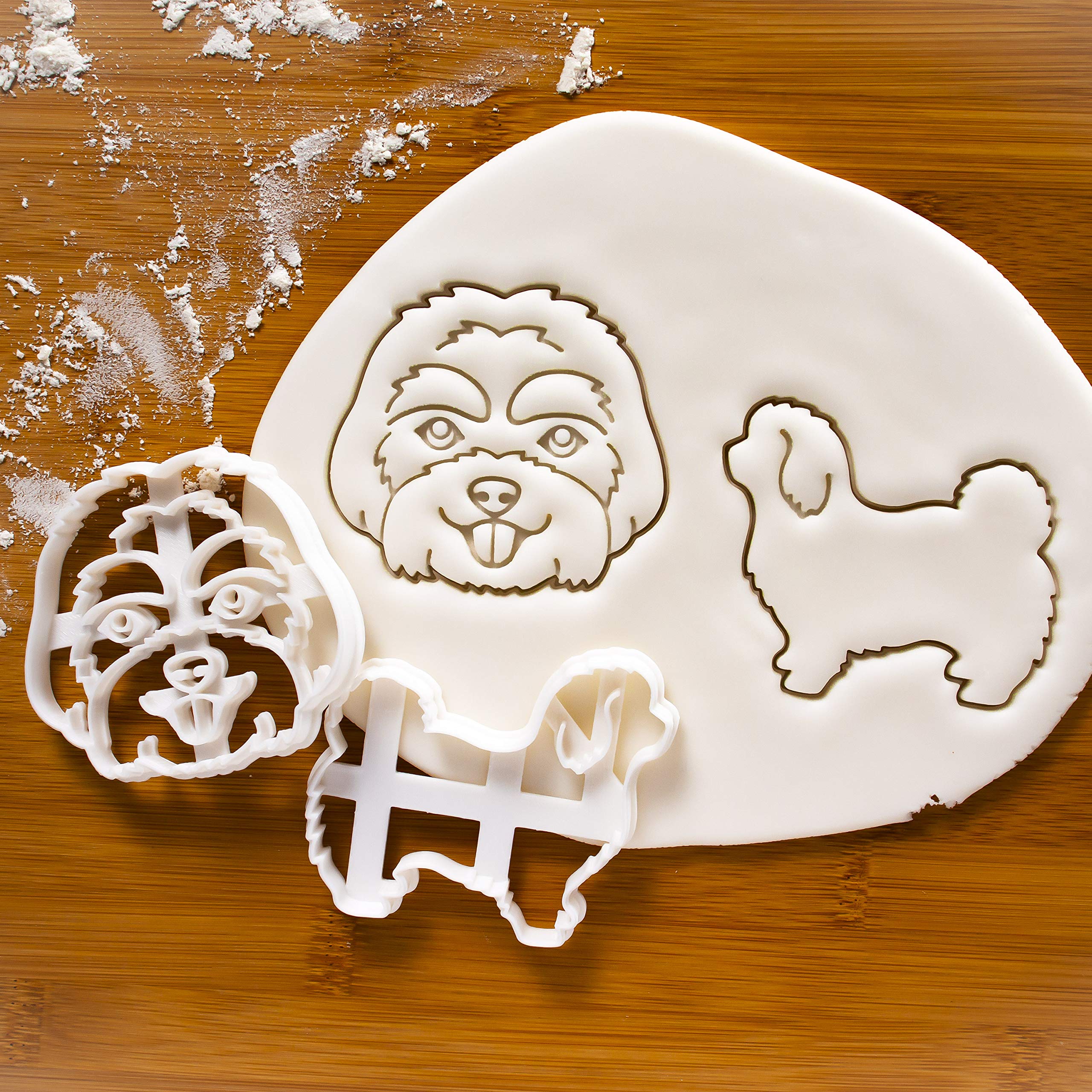 Set of 2 Stainless Steel Maltese Dog Cookie Cutters - Face & Body Shapes for Baking Biscuits, DIY Dog Treats, and Pet-Themed Parties | Bakerlogy