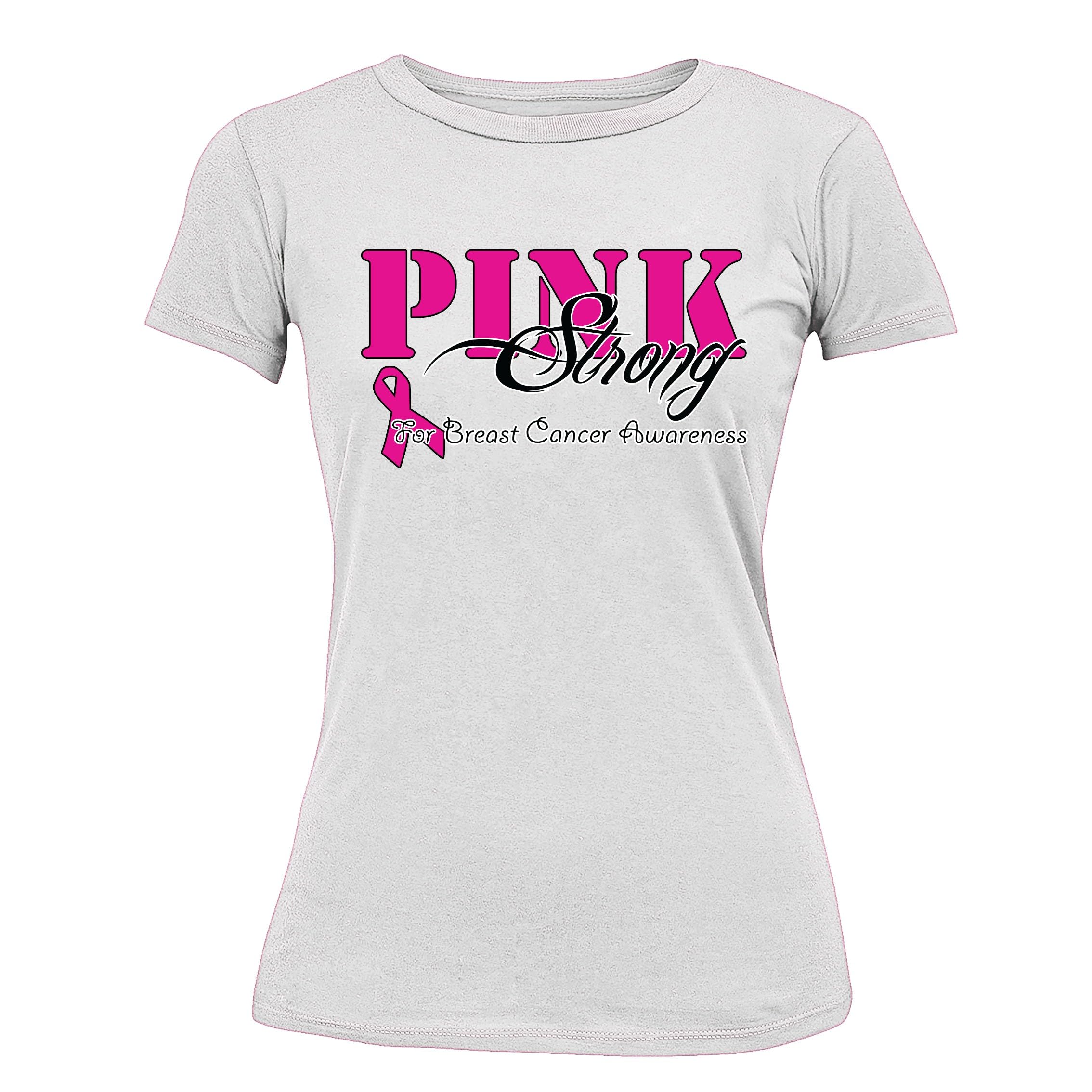 Pink Strong Breast Cancer Awareness T-Shirts for Women - October Support & Fundraising Shirt - Comfortable Cotton Tee for Survivors, Supporters & Events