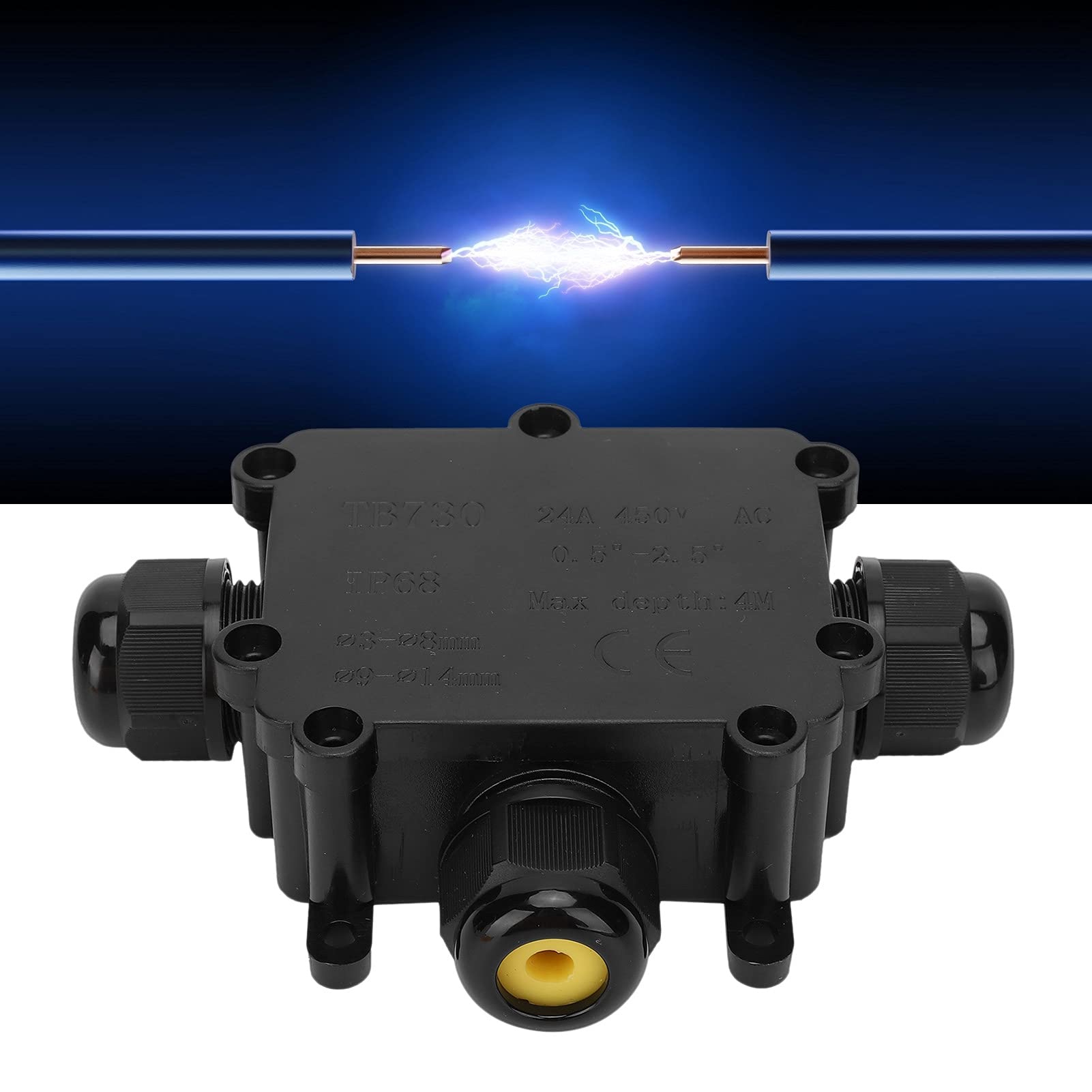 IP68 Waterproof 3-Way Outdoor Electrical Junction Box for Coaxial Cable Connectors - Ideal for Outdoor Wiring, Security Cameras & Solar Panel Installations