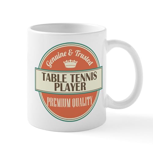 White - Table Tennis Player Vintage Logo Mug