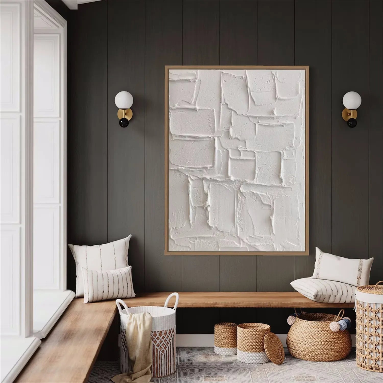 Minimalist Textured Plaster Art Painting - Modern Abstract Wall Decor for Living Room, Bedroom & Office | #MM282