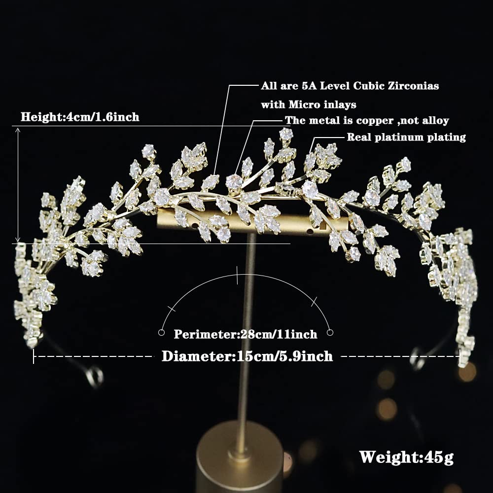 Jorsnovs Fashion Bridal Headpiece - Elegant Wedding Hair Accessory with Cubic Zirconia for Bride | Women's CZ Crystal Headband for Weddings, Prom, Birthday Gifts & Special Occasions