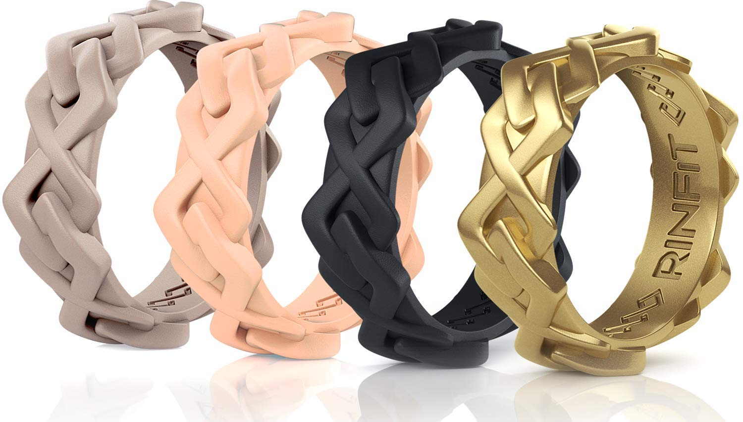 Rinfit Women's Silicone Wedding Band - Comfortable Rubber Wedding Rings for Her - Elegant Promise & Anniversary Rings - Space Collection - Perfect for Active Lifestyles, Gym, Swimming & Outdoor Adventures