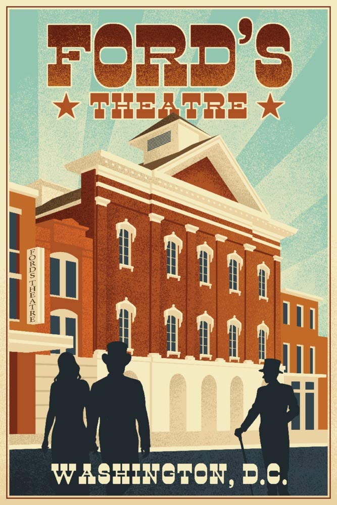 Washington DC Ford's Theatre Lithograph 95810 - 24x36 Signed Print Master Art Print, Wall Decor Poster for Home, Office & Gift