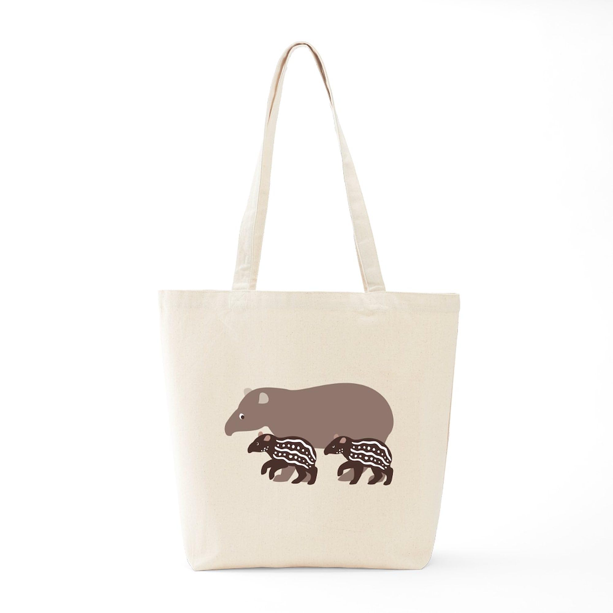 CafePress Tapir Family Natural Canvas Tote Bag - Eco-Friendly Reusable Grocery Shopping Bag for Groceries, Beach Trips & Farmers Market