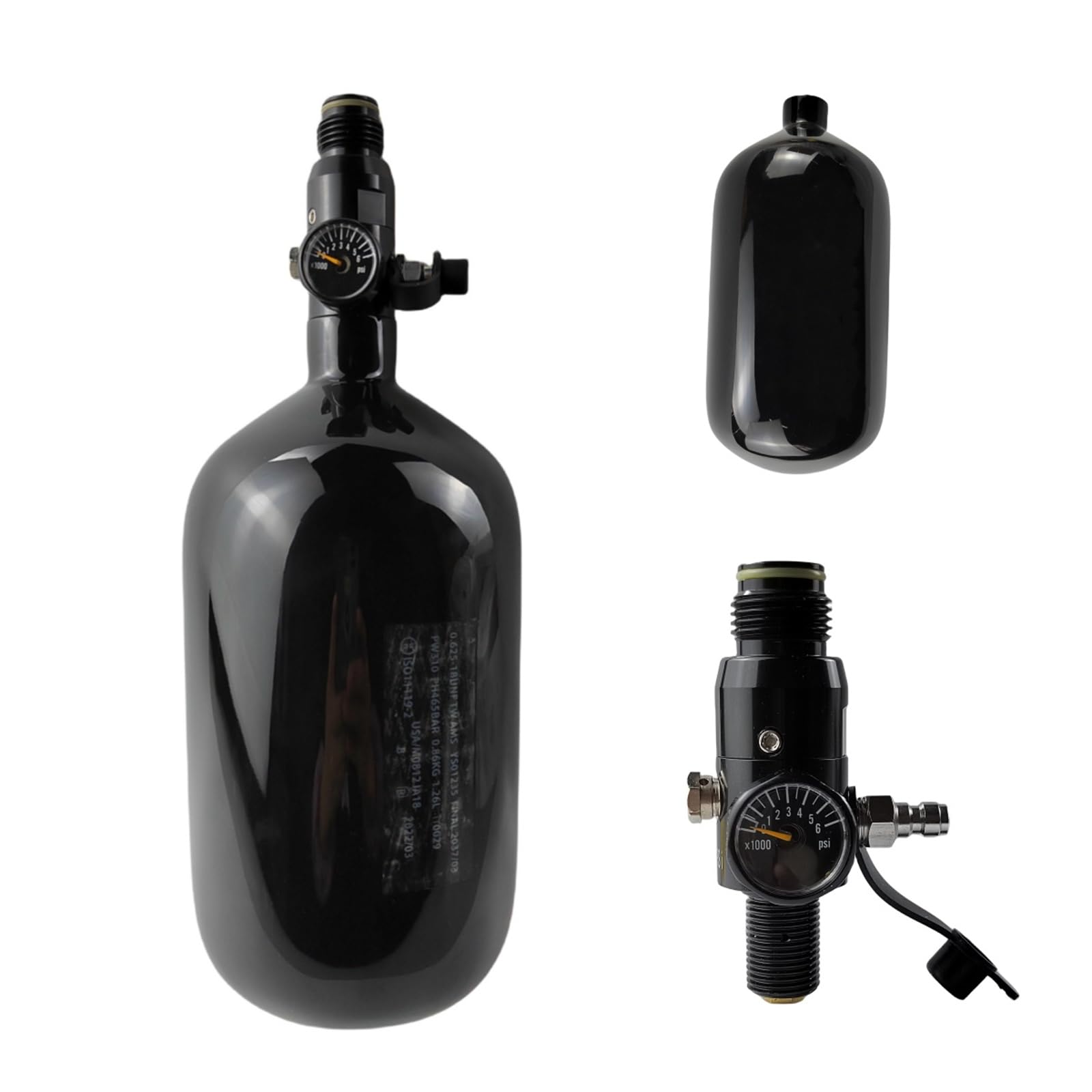 77ci Carbon Fiber Paintball Tank - 4500PSI HPA Air System with 5/8-18UNF Inlet & G1/2-14 Outlet Thread - Lightweight High Pressure Tank for Paintball Markers & Rage Regulator - Perfect for Tournament Play & Woodsball Scenarios