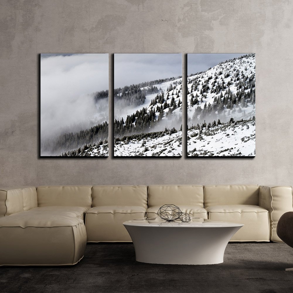 Wall26 - 3 Piece Canvas Wall Art Set - Snow Covered Pine Tree Forest Landscape - Modern Framed Home Decor for Living Room, Bedroom & Office - Stretched & Ready to Hang - 24x36 Inches (3 Panels)