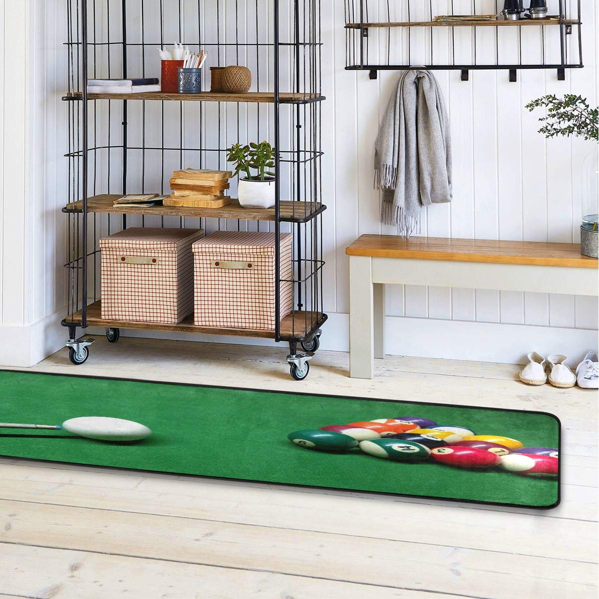 ALAZA Premium Billiard Ball Pool Game Green Collection Area Mat Rug - 2' x 6' Non-Slip Floor Mat for Living Room, Bedroom, Kitchen - Perfect for Game Rooms, Man Caves & Home Decor