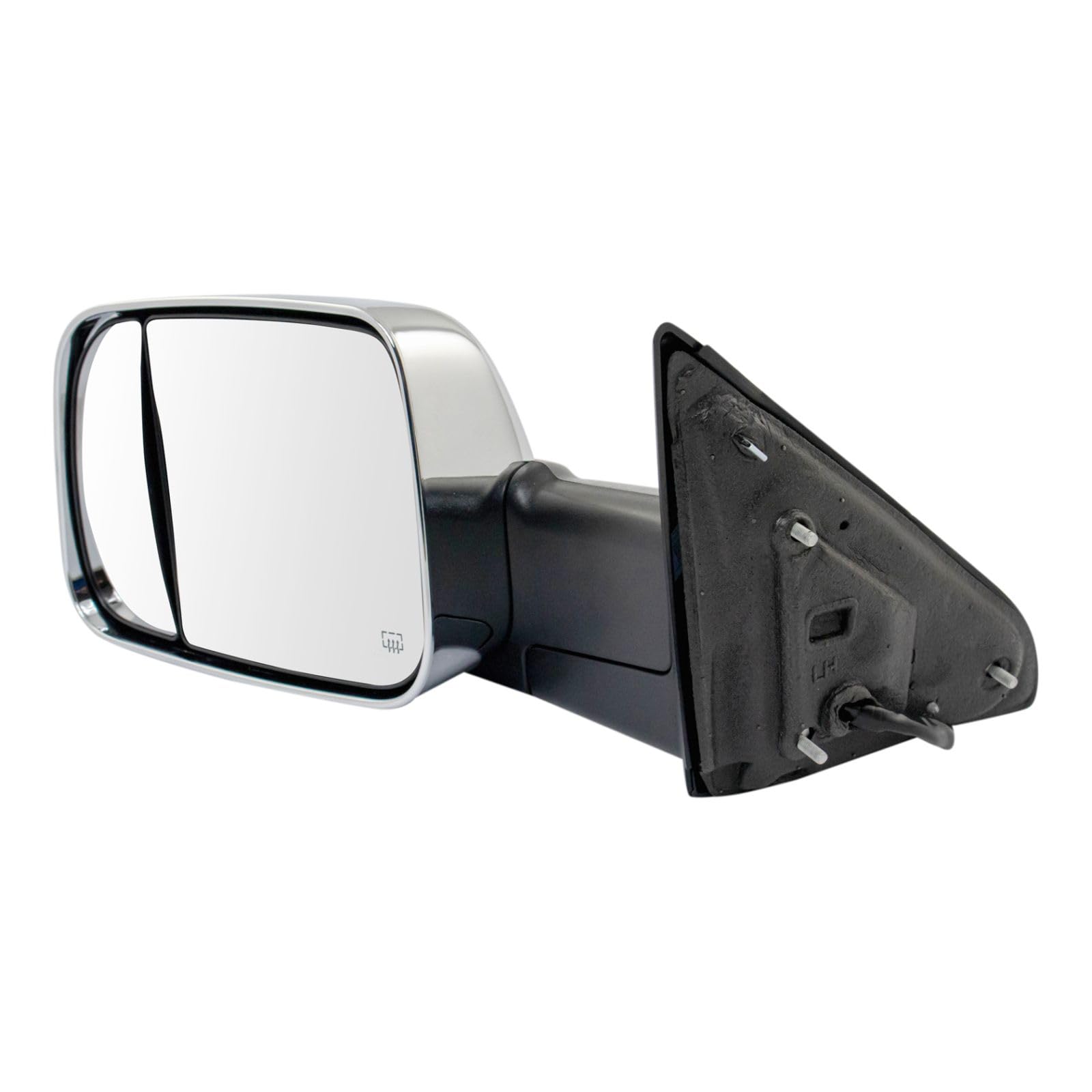 Power Heated Signal Memory Towing Mirror with Puddle Light - Chrome Left Side for Ram Trucks | Enhanced Visibility & Safety for Towing & Night Driving