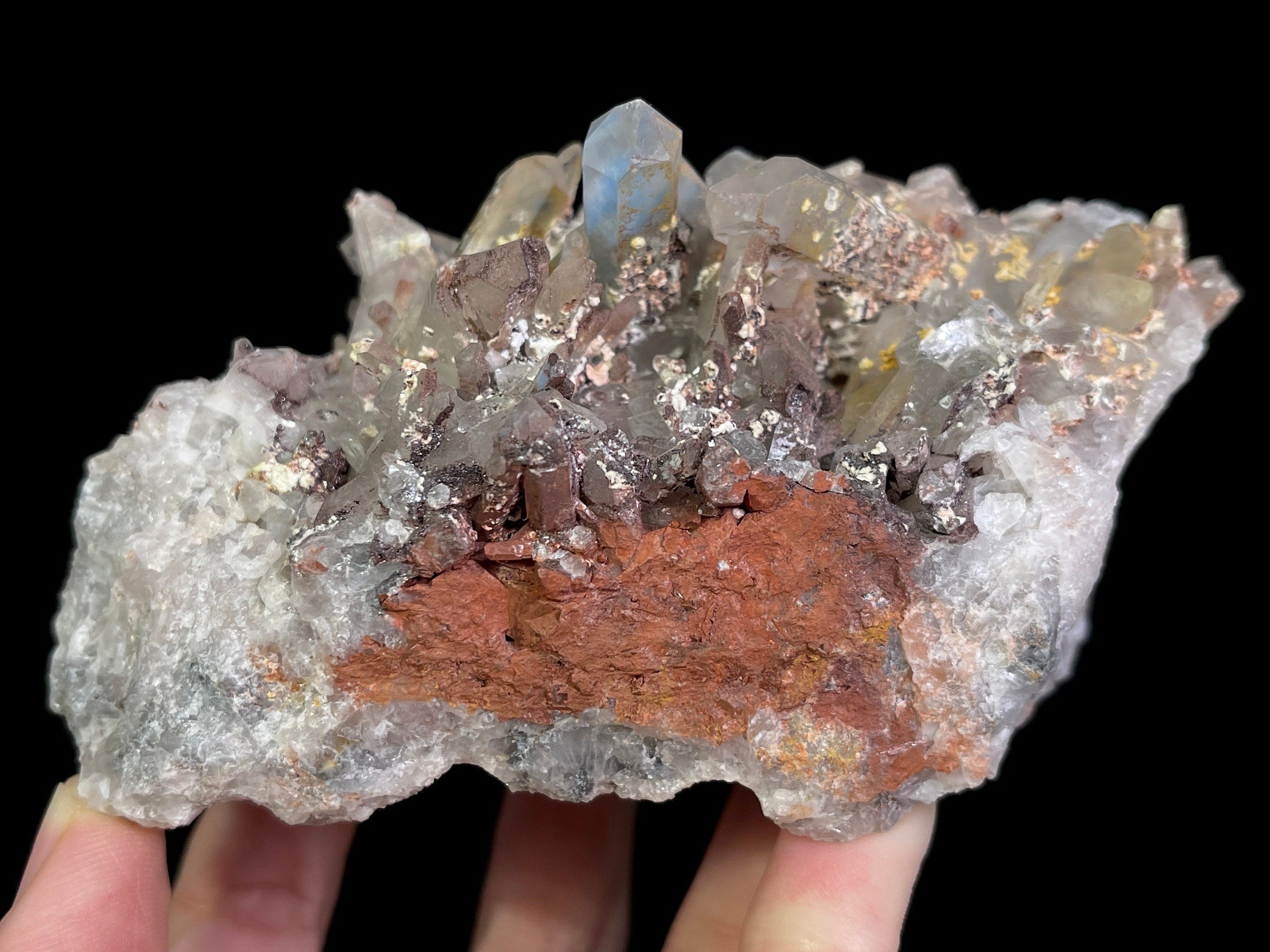 PAPAGOITE in QUARTZ Raw Crystal Cluster with Hematite - Rare Metaphysical Healing Stones for Meditation, Reiki & Energy Work - Natural Mineral Specimen for Collectors & Spiritual Healing