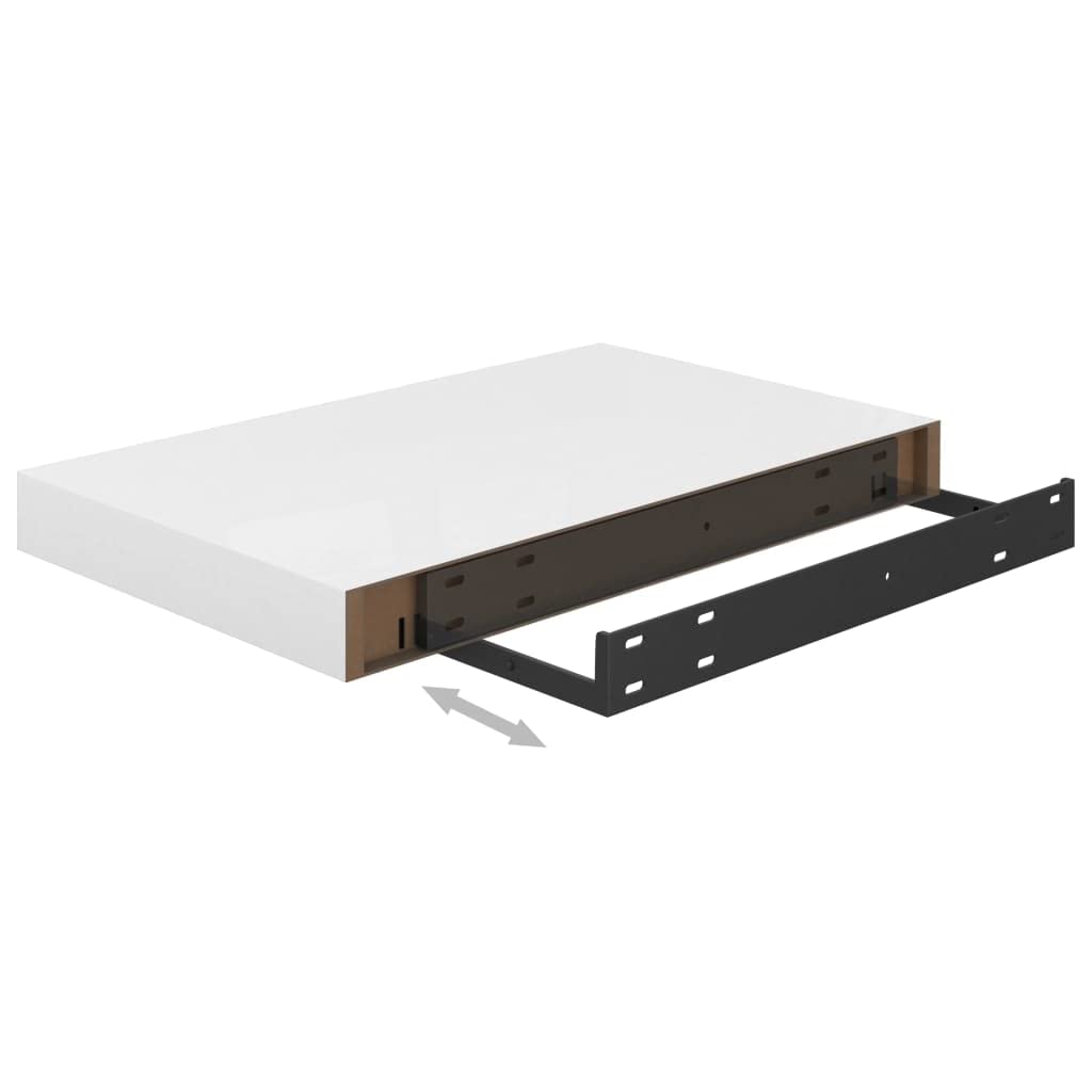 Floating Wall Shelf - 15.7x9.1 Inches White MDF Wall Mounted Display Ledge for Living Room, Bedroom, Office - Modern High Gloss Shelves for Books, Photos, Decor & Collectibles