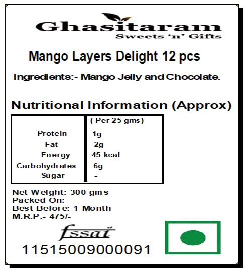 Premium Diwali Mango Layers Delight Gift Box - 12 Pieces Traditional Indian Sweets for Festivals, Puja & Family Celebrations
