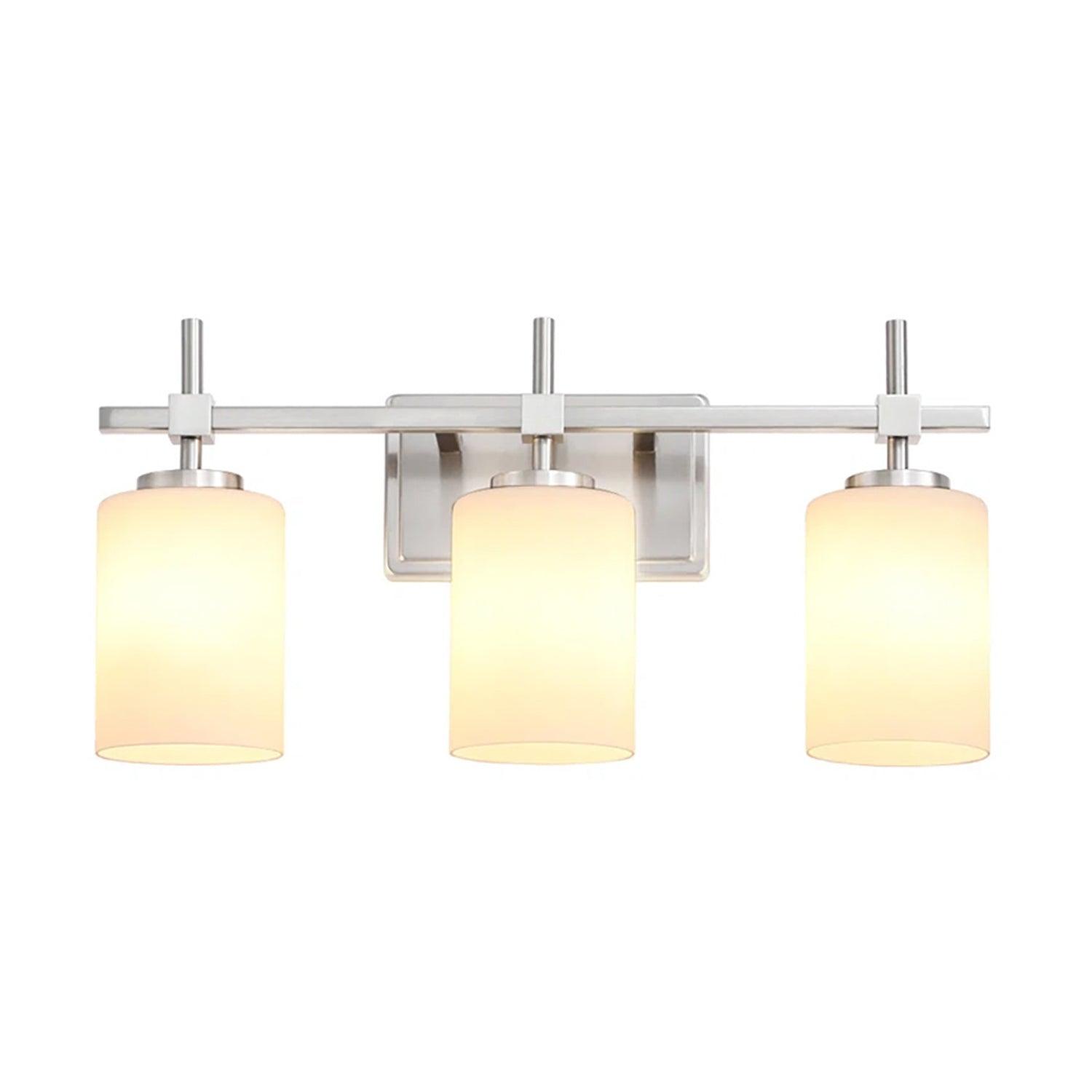 Jasper Gold Modern Frosted Glass 3-Light Bathroom Vanity Light Fixture - Perfect for Bathroom, Powder Room, and Dressing Area Lighting