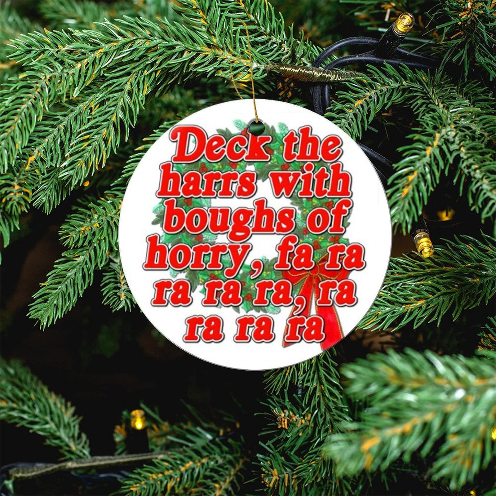 Christmas Story Round Ceramic Ornaments - DIY Personalized Sublimation Holiday Decor with Ribbon for Tree Hanging | Perfect for Christmas Tree Decorations, Gift Giving & Festive Home Décor