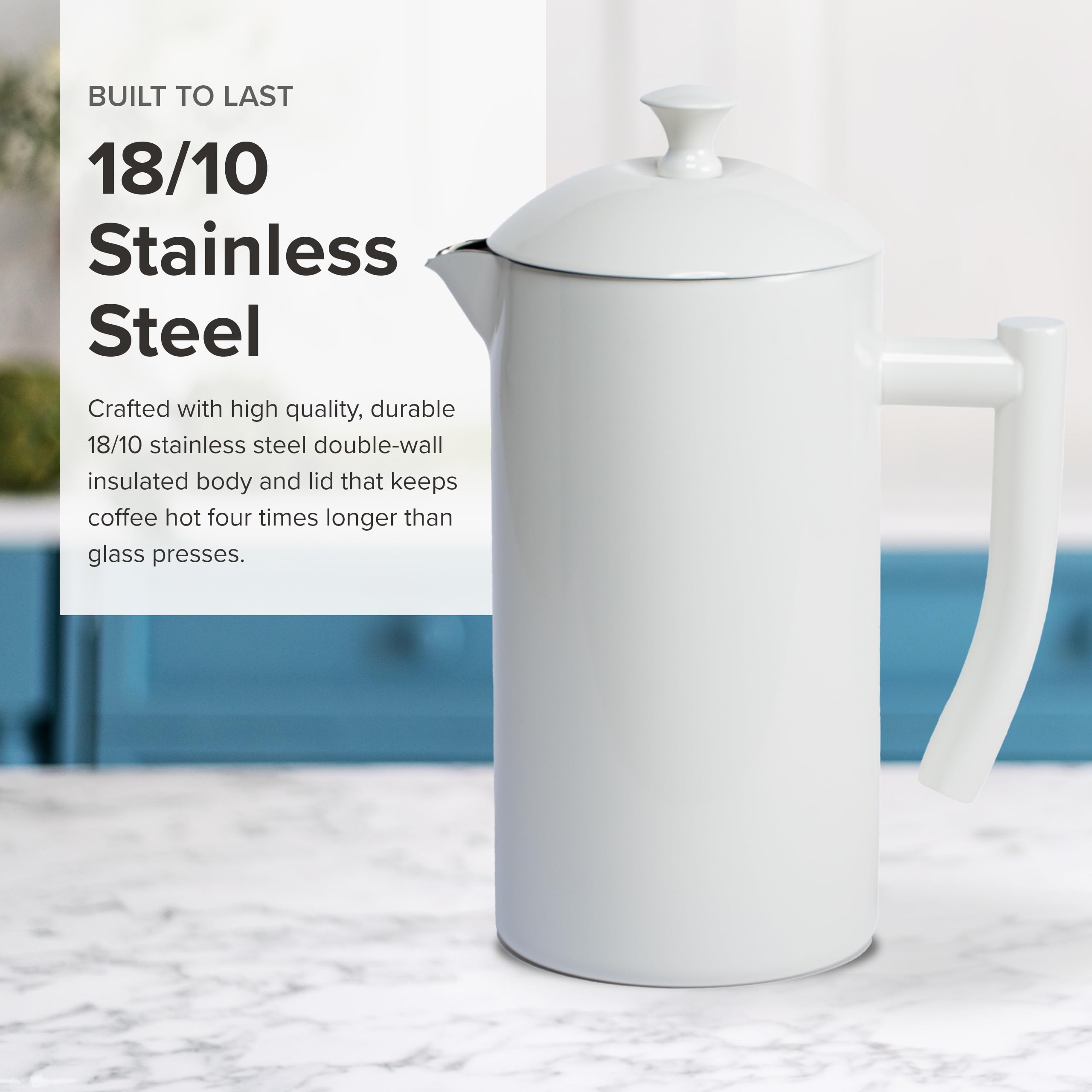 Frieling 34 oz Double-Walled Stainless Steel French Press Coffee Maker - Insulated Camping & Travel Coffee Pot - Perfect for Home, Office & Outdoor Adventures
