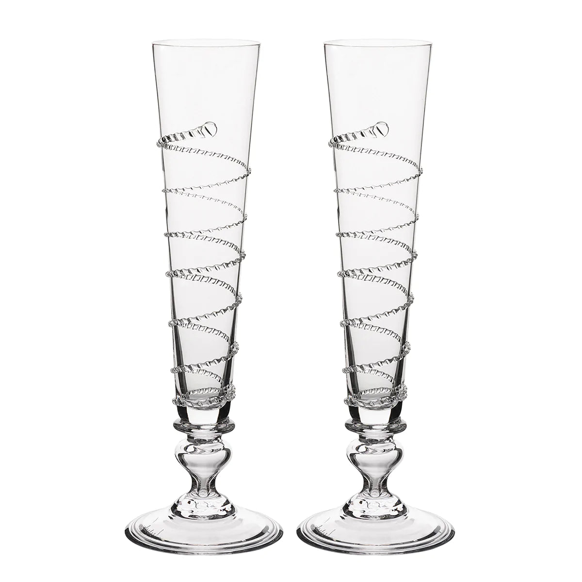 Juliska Amalia Champagne Flute Set of 2 - Elegant Crystal Glassware for Toasting, Weddings & Special Occasions