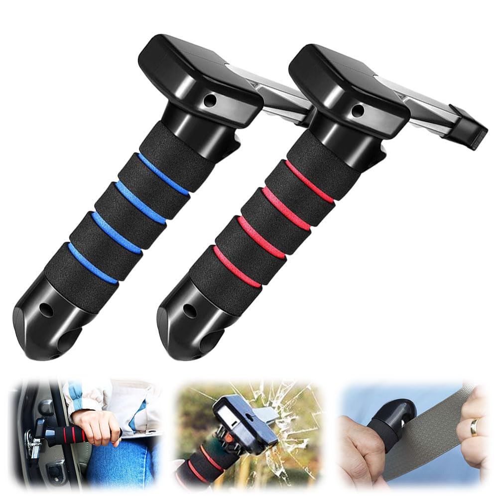 **Upgraded Multifunctional Car Handle Cane for Elderly & Handicapped - Assist Support for Car Door Latch (Blue/Red) - Ideal for Seniors with Mobility Issues & Easy Car Entry/Exit**