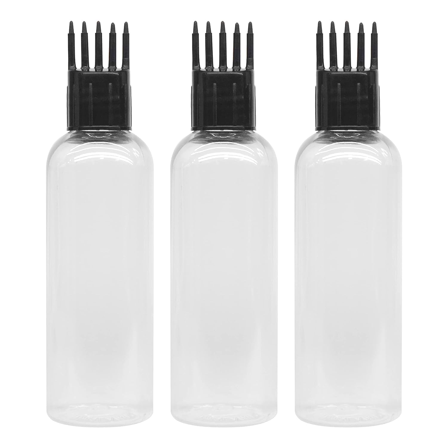 Refillable 100ml Empty Hair Root Comb Applicator Bottle for Hair Oil, Shampoo & Medicine - Pack of 3 | Perfect for Salon, Travel & Home Hair Care