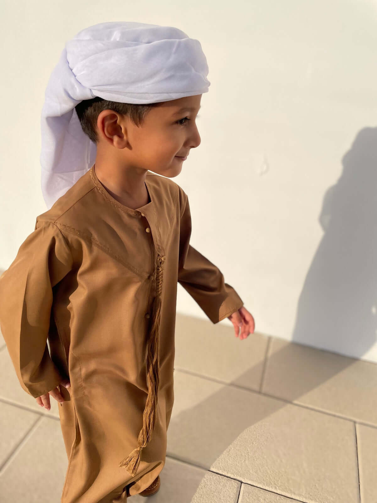 Emirati Mustard Baby Jubba - Traditional Arabic Dress for Infants - Perfect for Eid, Weddings & Special Occasions