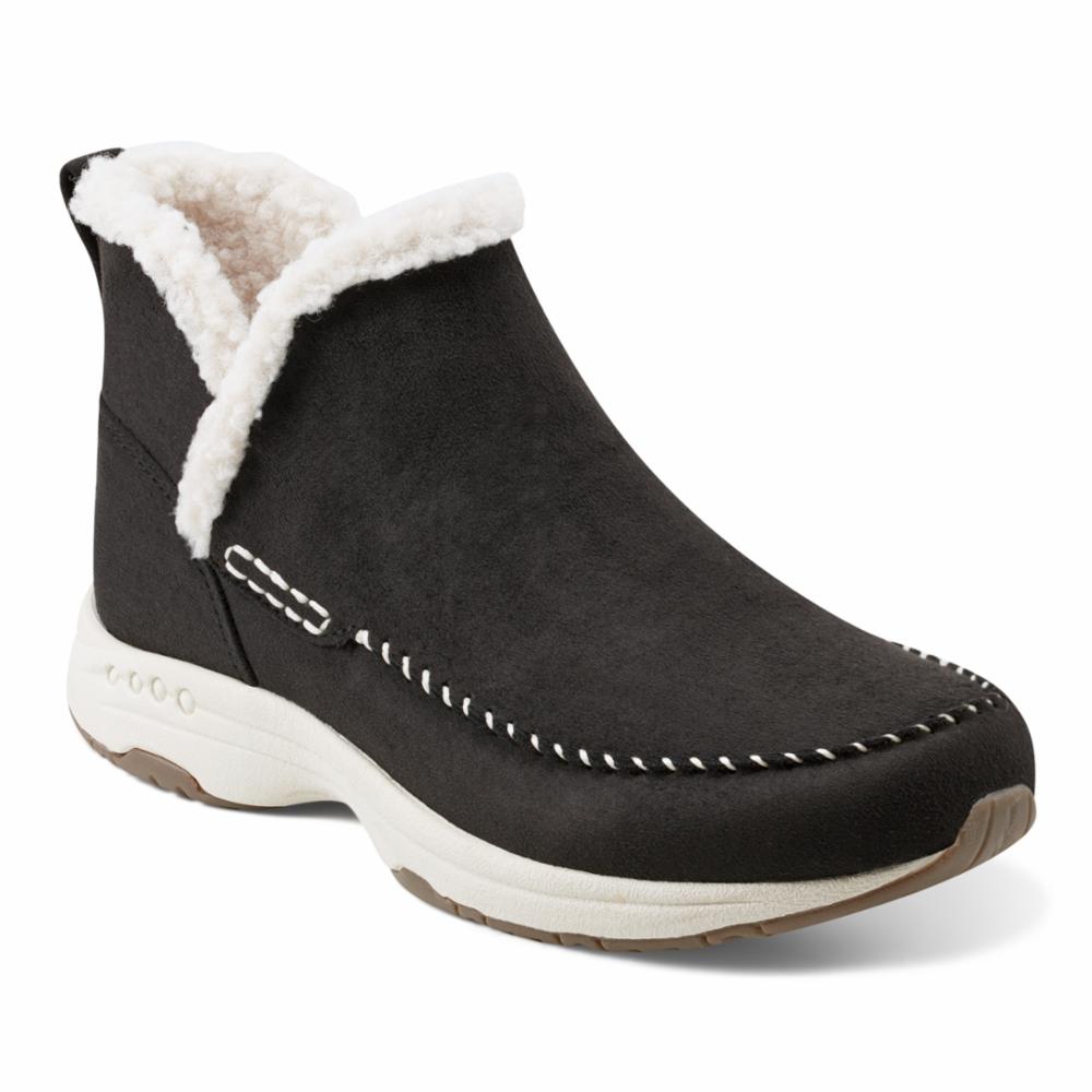 Easy Spirit Women's Tuva2 Black Walking Shoes - Comfortable Slip-On Sneakers for Women | Perfect for Travel, Work & Everyday Wear