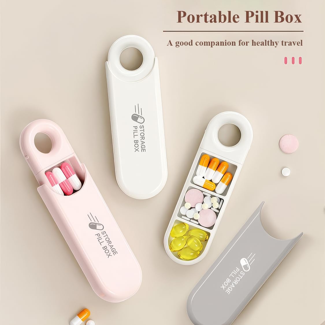 Loomify Portable Pill Organizer Box for Vitamins & Medicines - Daily Use & Travel Pill Case - Waterproof Compact Pill Box (Pink) - Perfect for Home, Office, Gym & Vacation