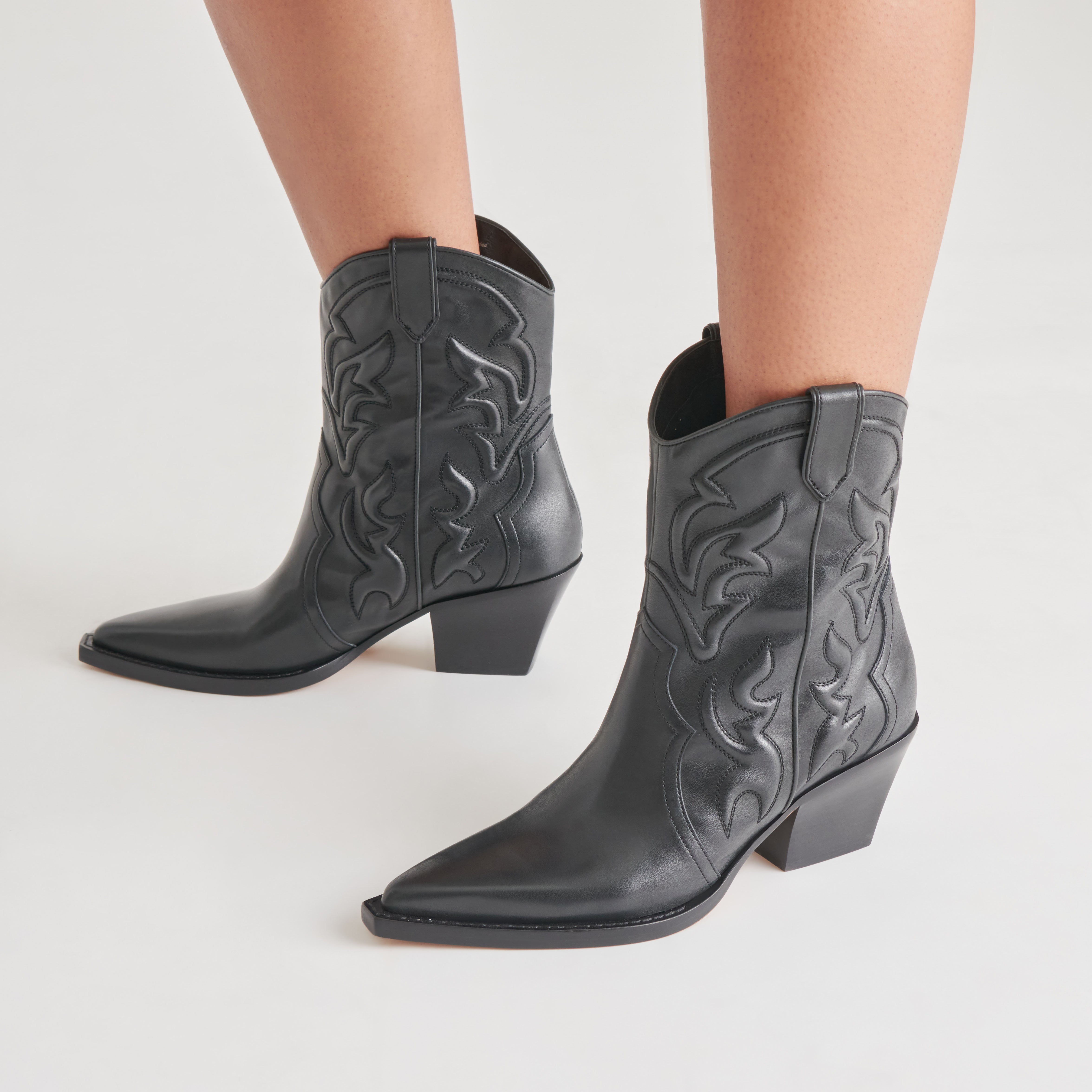 RIMONA Women's Black Leather Booties - Stylish Ankle Boots for Casual Outfits & Fall Fashion