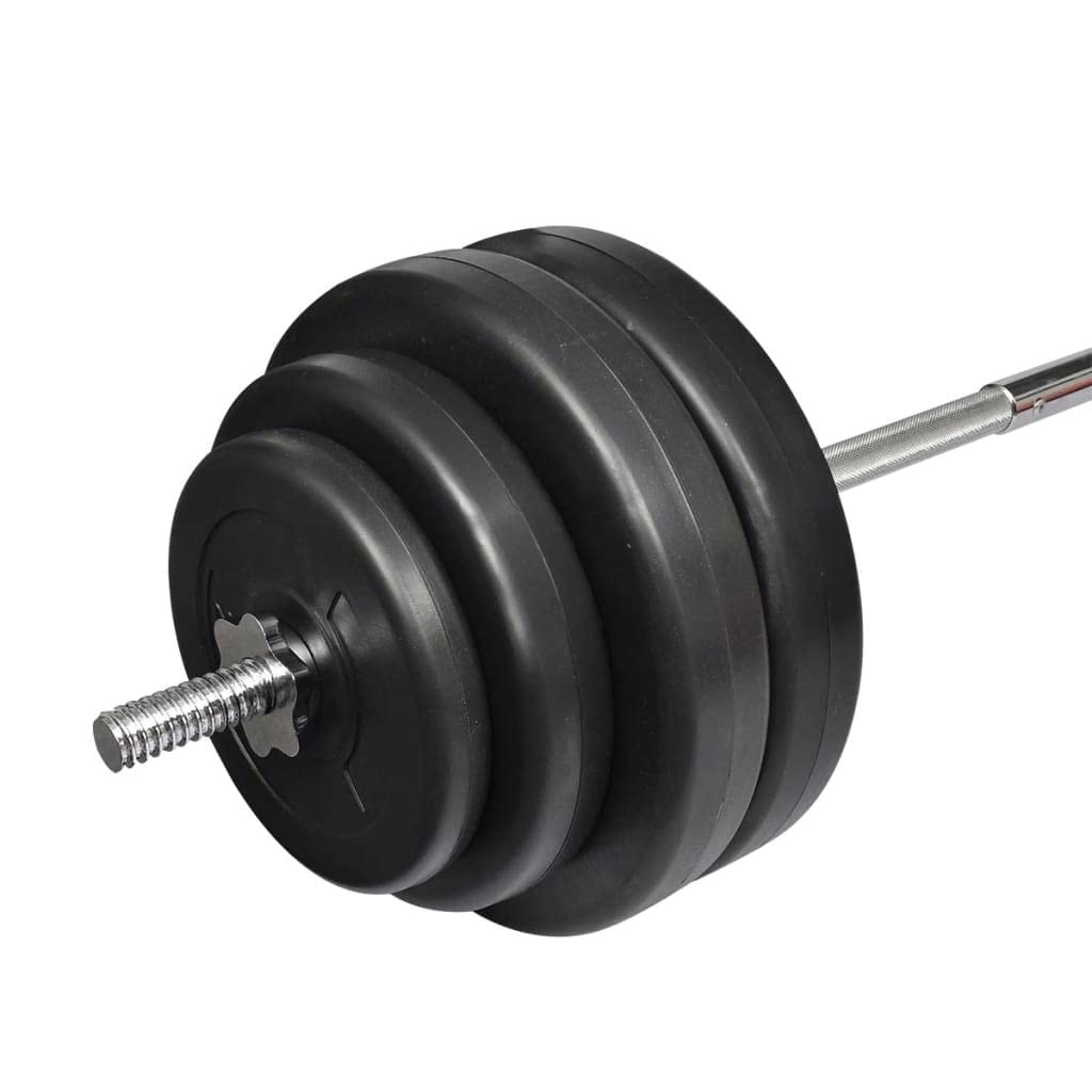 CHARMMA Olympic Barbell with Weight Plates Set - 132 lb Total Weight for Strength Training, Home Gym & CrossFit Workouts