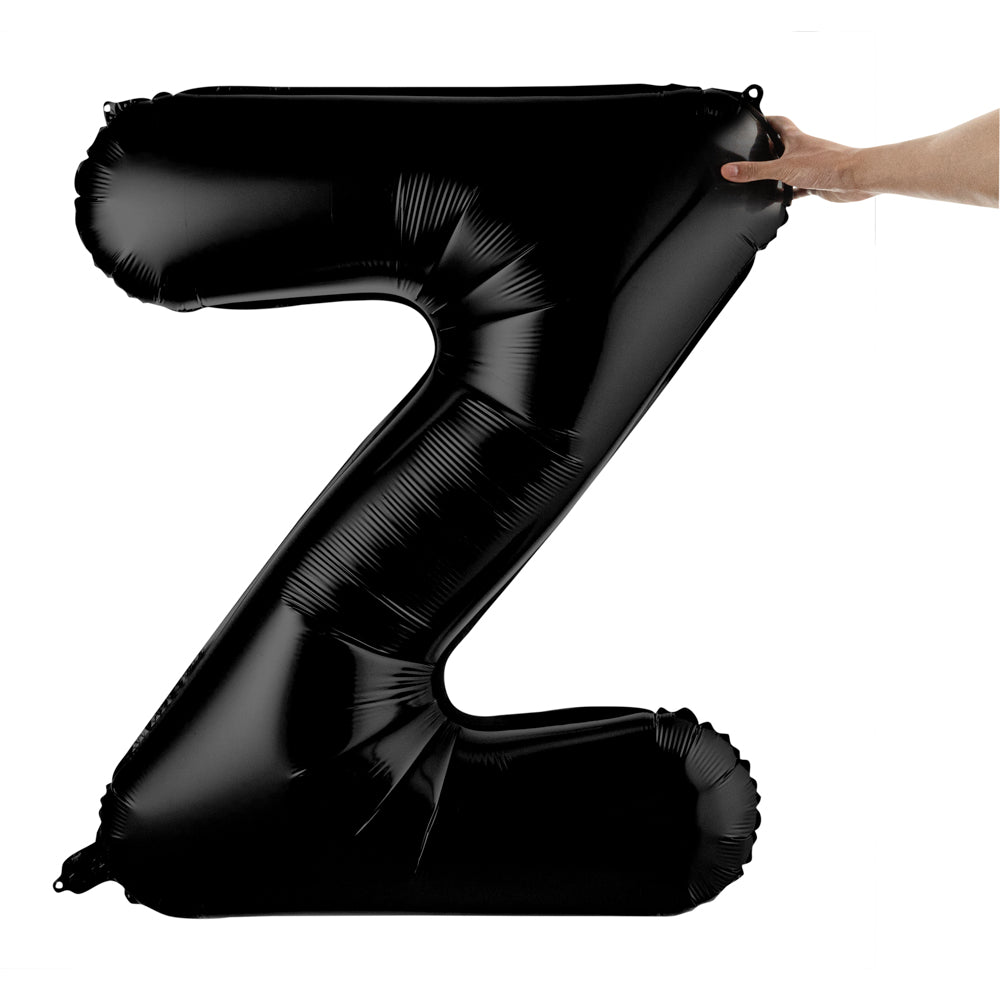 Black Mylar Letter Z Balloon - 40 Inch Large Foil Alphabet Balloon for Birthday Party Decorations, Graduation, Baby Shower & Special Events (1 Count Box)