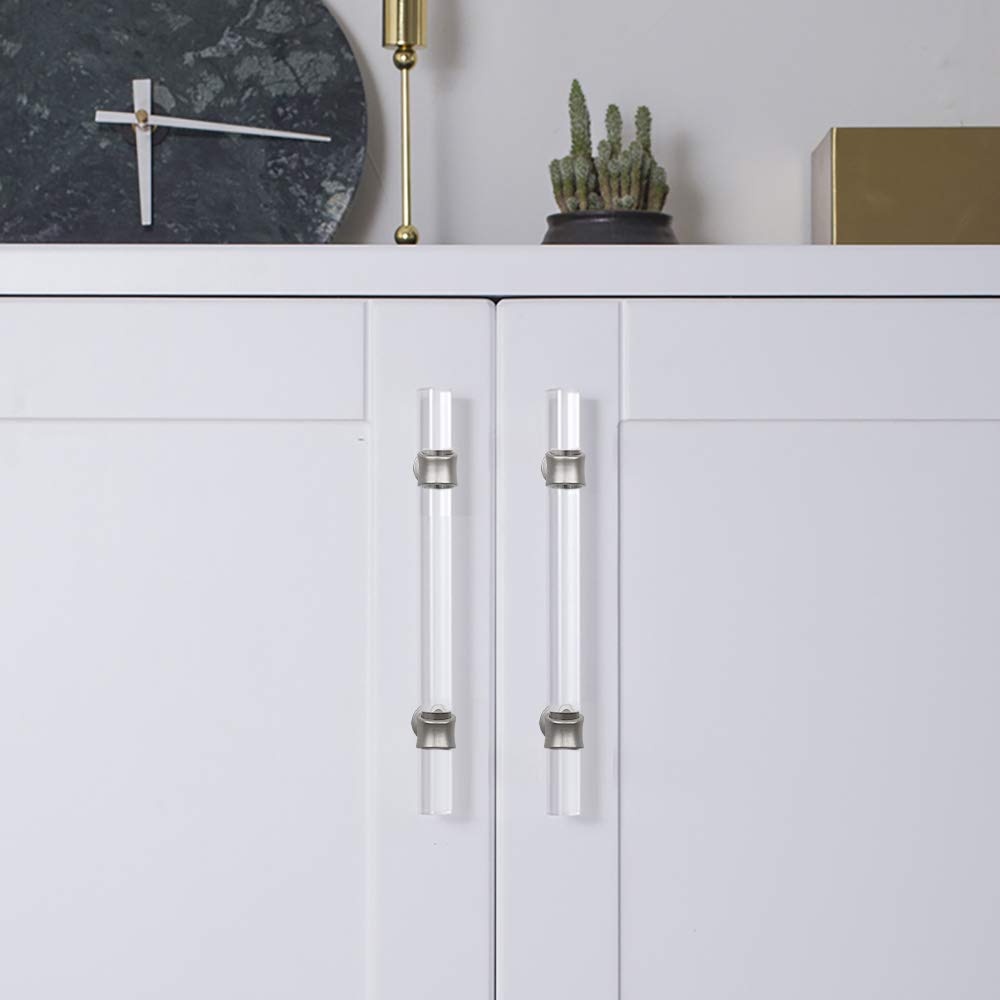 LONTAN 3 Inch Brushed Nickel Cabinet Pulls - 15 Pack Acrylic Drawer Handles for Kitchen Cabinets & Cupboards | Durable Cabinet Hardware for Modern Home & Office Storage