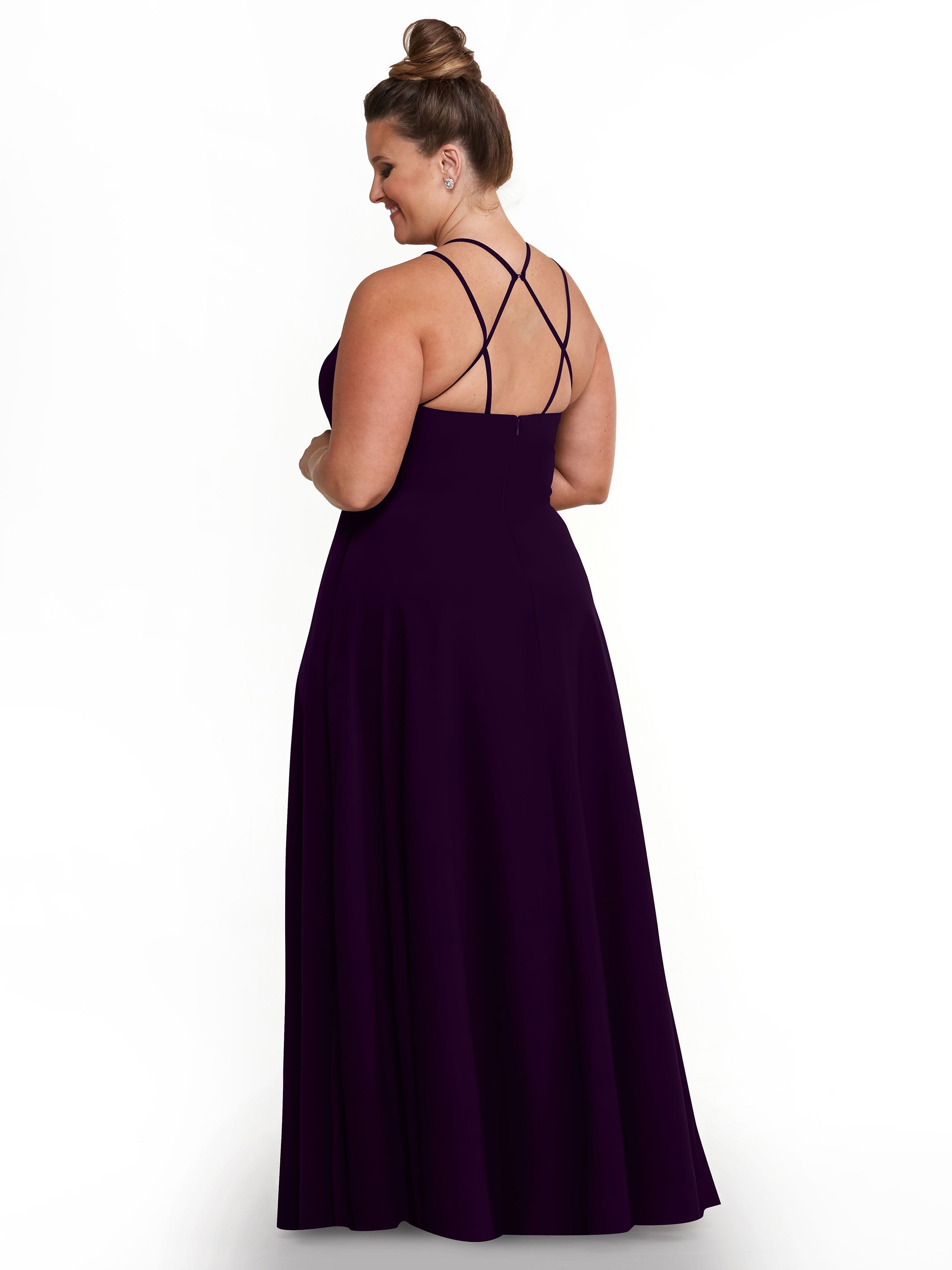 Elegant 83006 Stretch Chiffon A-Line Bridesmaid Dress with Halter Neckline - Perfect for Weddings, Formal Events & Special Occasions