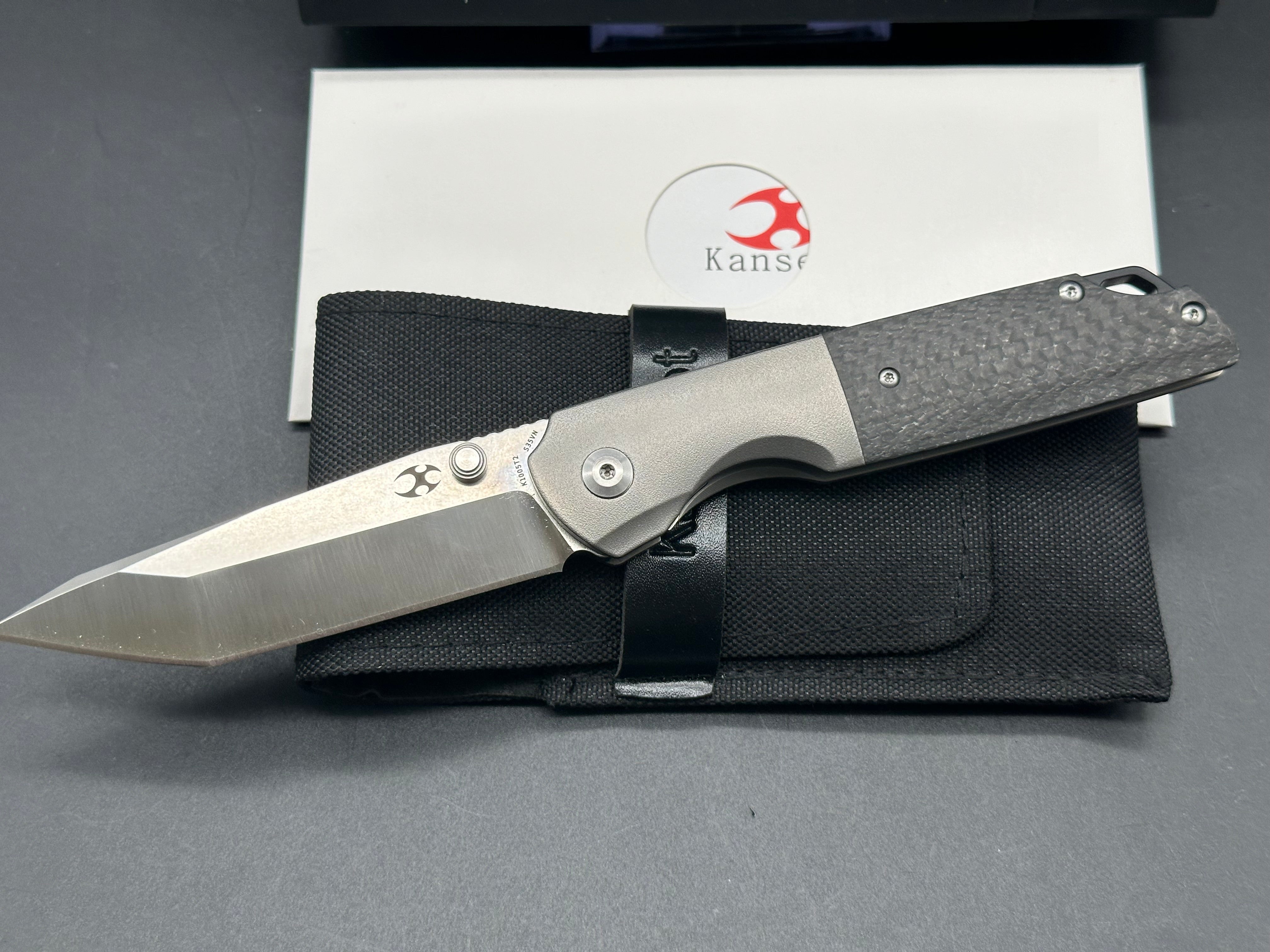 KANSEPT WARRIOR Folding Pocket Knife - Gray Titanium Handle, Plain Tanto S35VN Blade (Model K1005T2) | EDC, Outdoor Survival, Camping & Everyday Carry Tool
