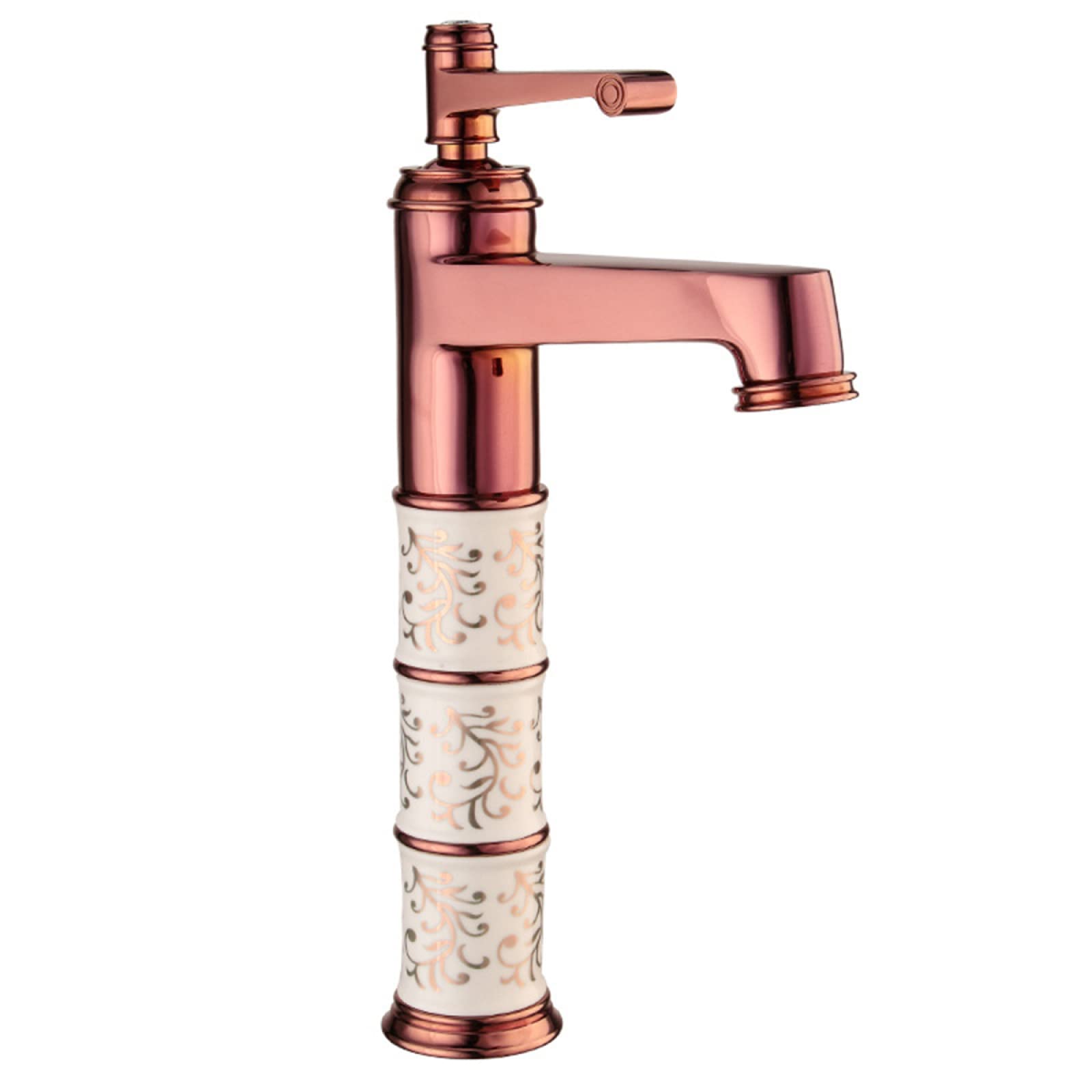 Vintage Single Hole Bathroom Sink Faucet - Antique Brass & Rose Gold Finish - Hot & Cold Water Mixer Tap for Vanity - Perfect for Farmhouse, Retro & Classic Bathroom Decor