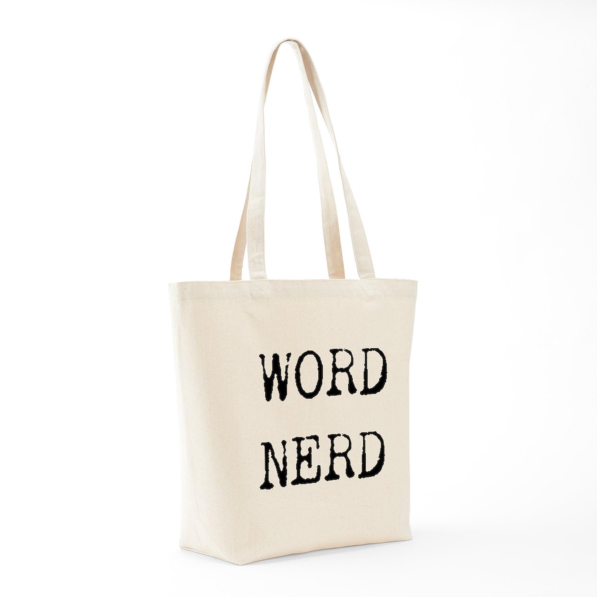 Word Nerd Tote Bag - Natural Canvas Reusable Shopping Tote - Perfect for Book Lovers, Writers & Students - Great for Groceries, Library Trips & Campus Life