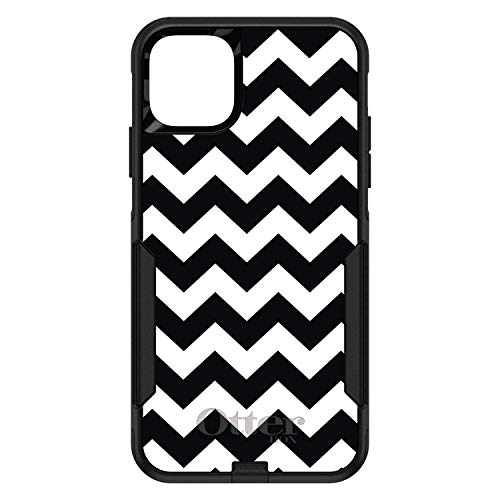Black & White Chevron Stripes On Black Case
