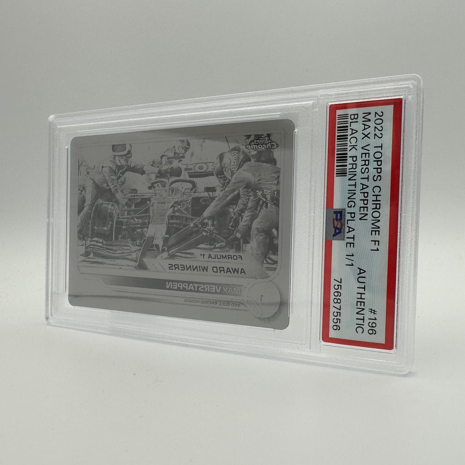 PSA Authentic 1/1 Max Verstappen #196 Black Printing Plate - Rare Collectible for F1 Fans & Sports Memorabilia Enthusiasts - Perfect for Display, Gifts, and Investment Collections