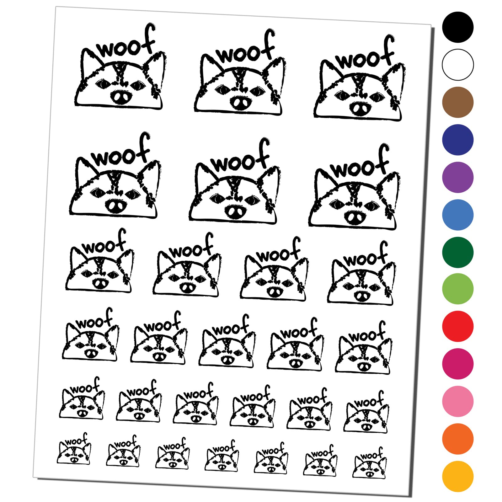 Husky Face Dog Woof Sketch Temporary Tattoo - Waterproof Fake Body Art Stickers for Kids & Adults - Black Design (1 Sheet) - Perfect for Parties, Halloween Costumes & Pet Lovers