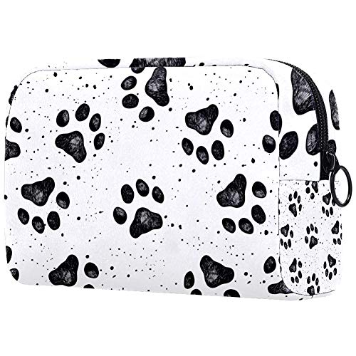Dog Paw Prints Portable Makeup Bag for Women | Waterproof Travel Cosmetic Organizer | Perfect for Gym, Vacation & Daily Essentials Storage