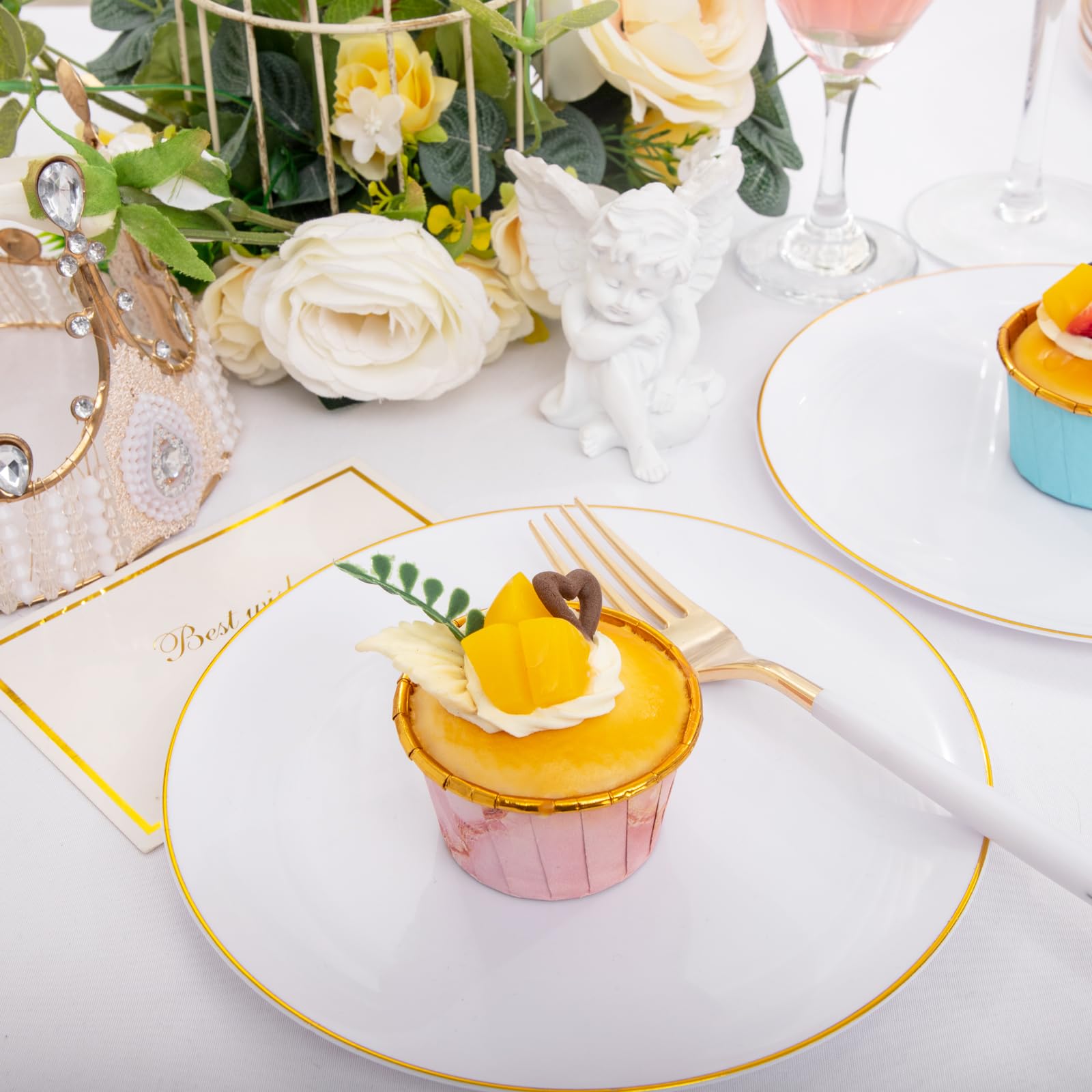 72-Piece Gold Plastic Plates Set - 7.5