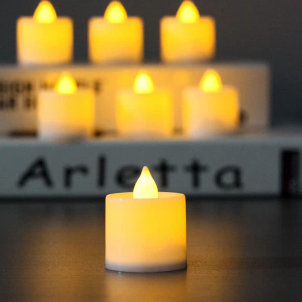 Long-Lasting Battery Tea Lights - 24 Pack Flameless LED Candles with Realistic Flickering Flame, Battery Operated Fake Tealights for Weddings, Parties, Home Decor & Holiday Centerpieces