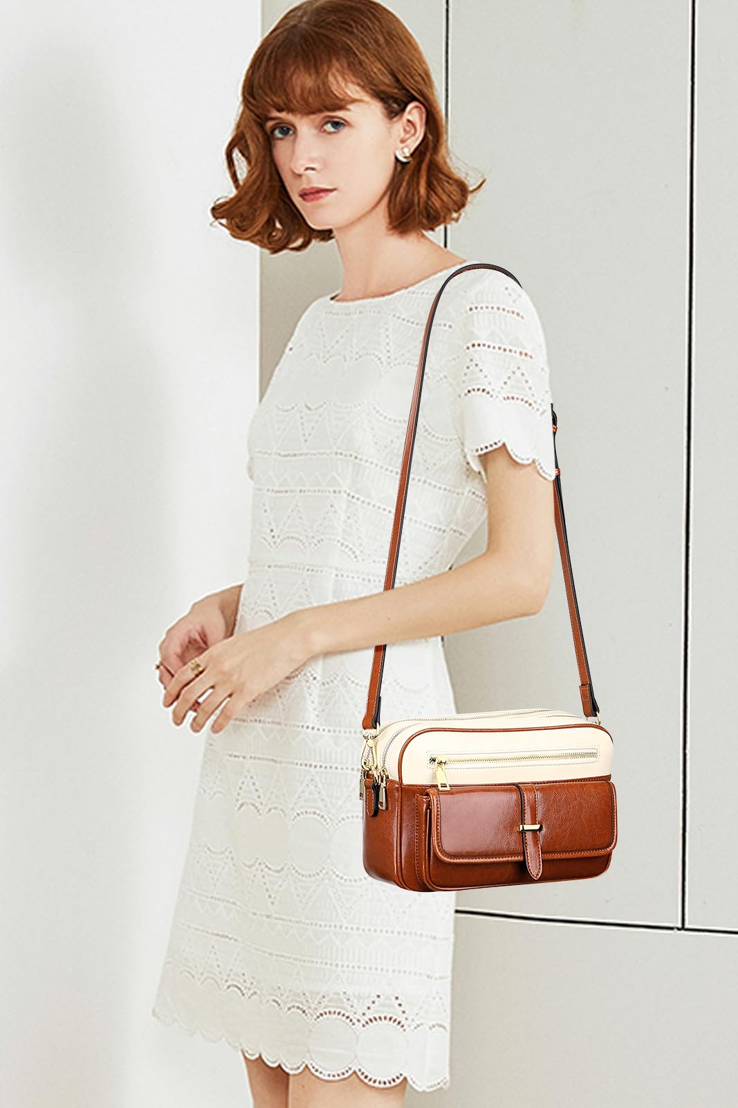 Premium Genuine Leather Crossbody Bag for Women - Stylish Messenger Purse with Double Main Pockets | Perfect for Work, Travel & Everyday Use