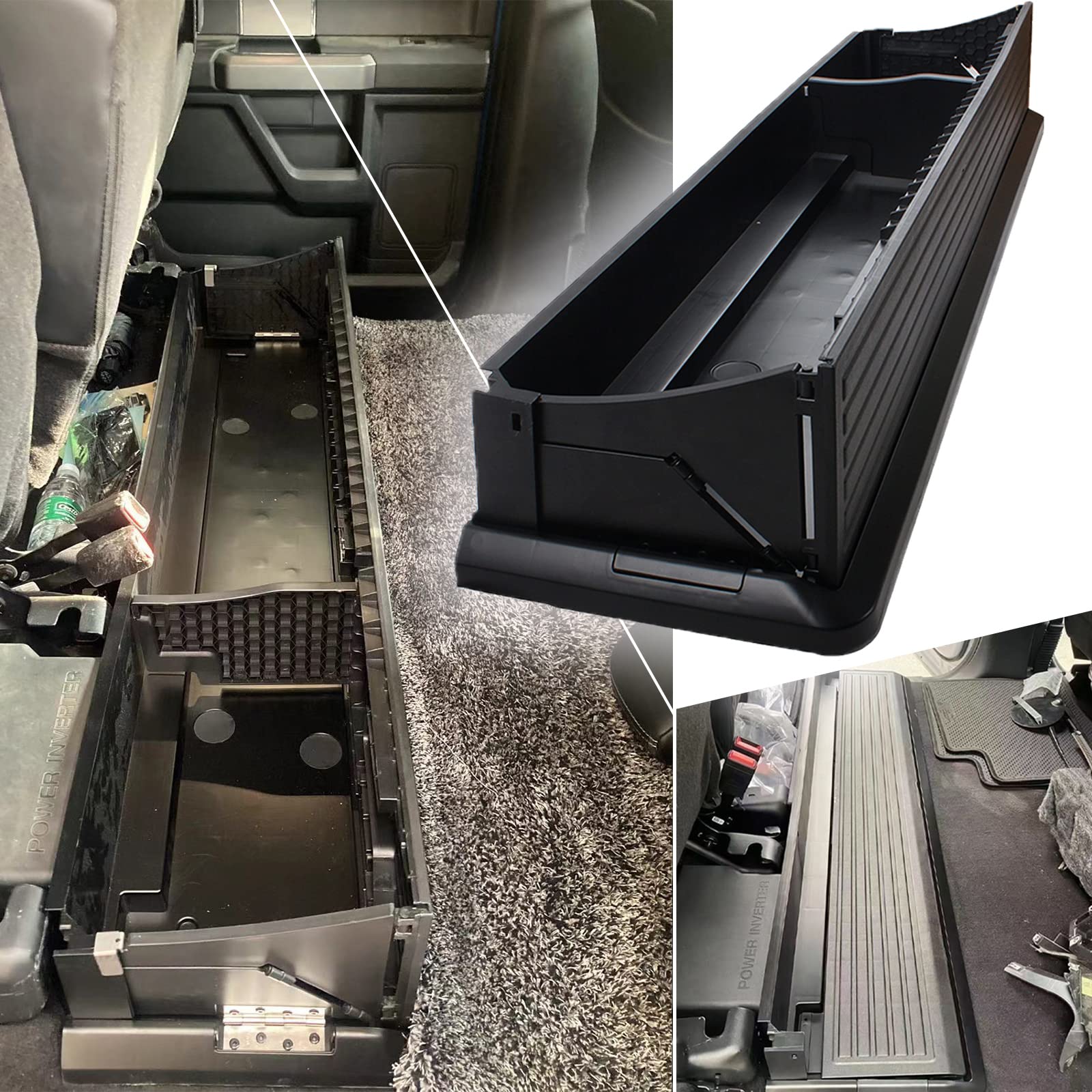 Upgraded Foldable Under Rear Seat Storage Box for 2015-2023 Ford F150 - Black Cargo Organizer | Perfect for Truck Accessories, Camping Gear & Road Trip Essentials