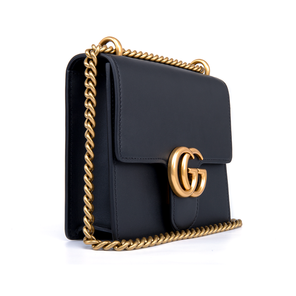 Gucci GG Small Marmont Leather Shoulder Bag for Women - Black Crossbody Purse | Perfect for Work, Travel & Evening Out