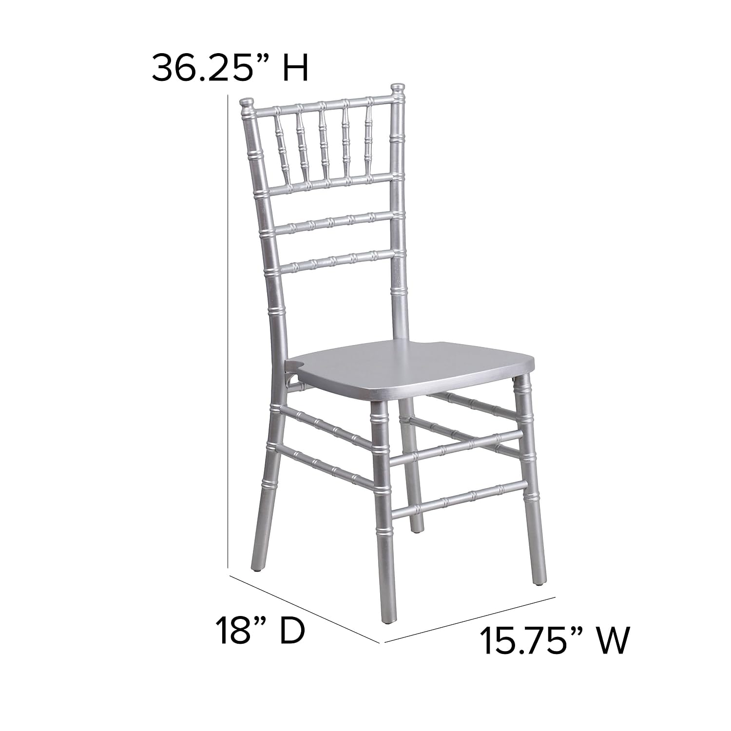 Flash Furniture 2-Pack HERCULES Series Silver Wood Chiavari Chairs - Elegant Event & Wedding Seating for Banquets, Parties & Home Decor