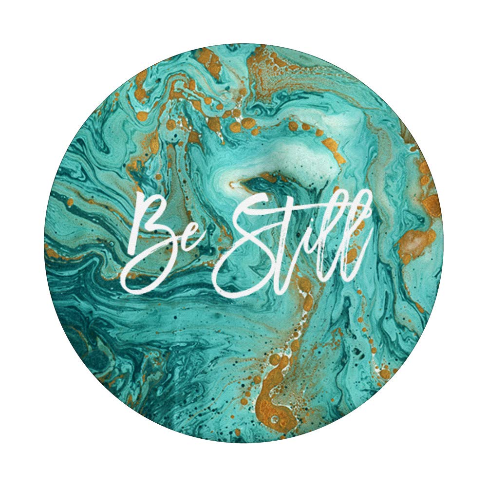Be Still Turquoise Blue Green Abstract Watercolor Swirl PopSockets PopGrip - Swappable Phone & Tablet Stand with Grip for iPhone, Samsung, iPad | Perfect for Home, Office & Travel Use