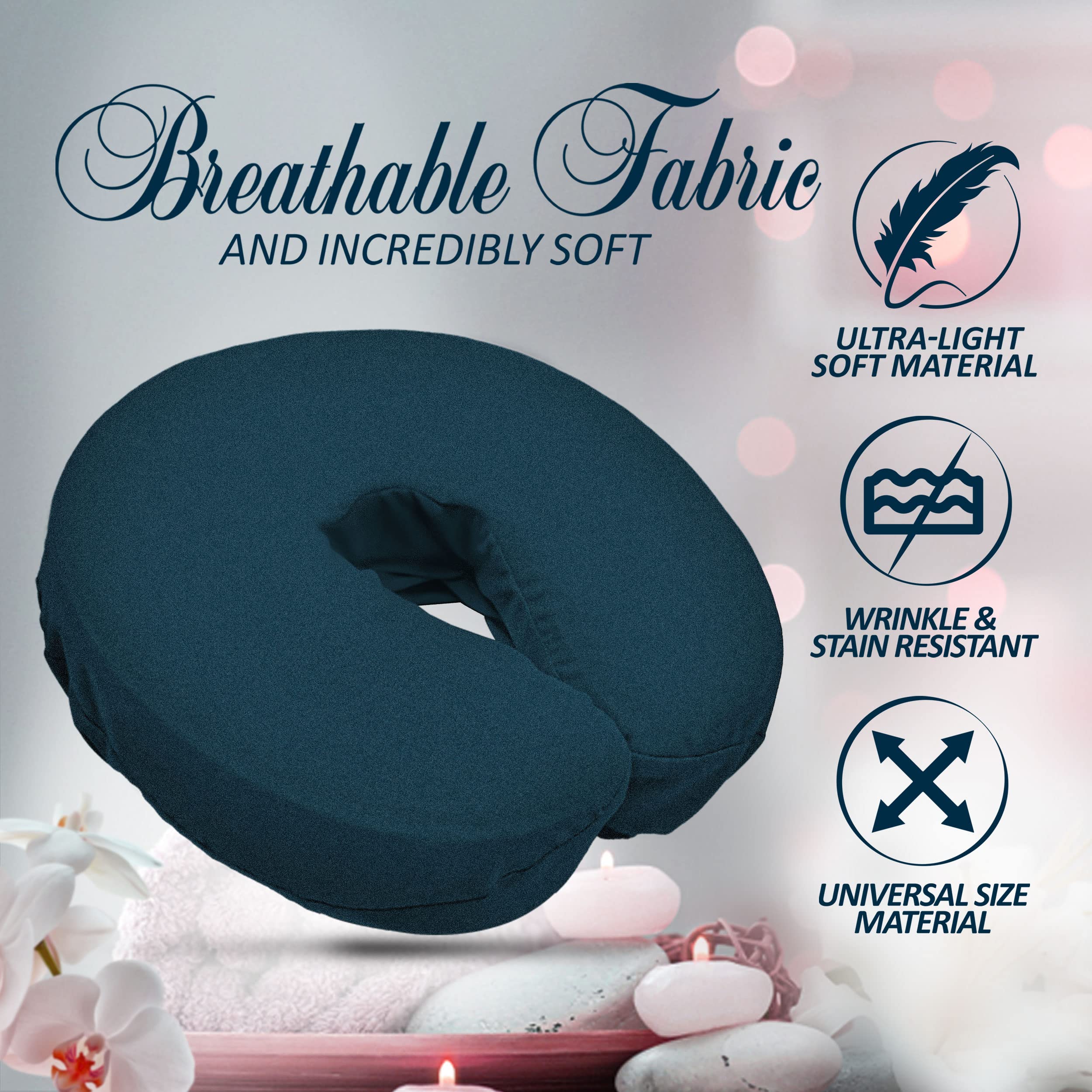 Premium Soft & Heavy Microfiber Massage Table Covers Set - 4 Piece Navy Blue Spa Bed Linens with Face Cradle Covers for Professional Massage Therapy & Home Spa Use